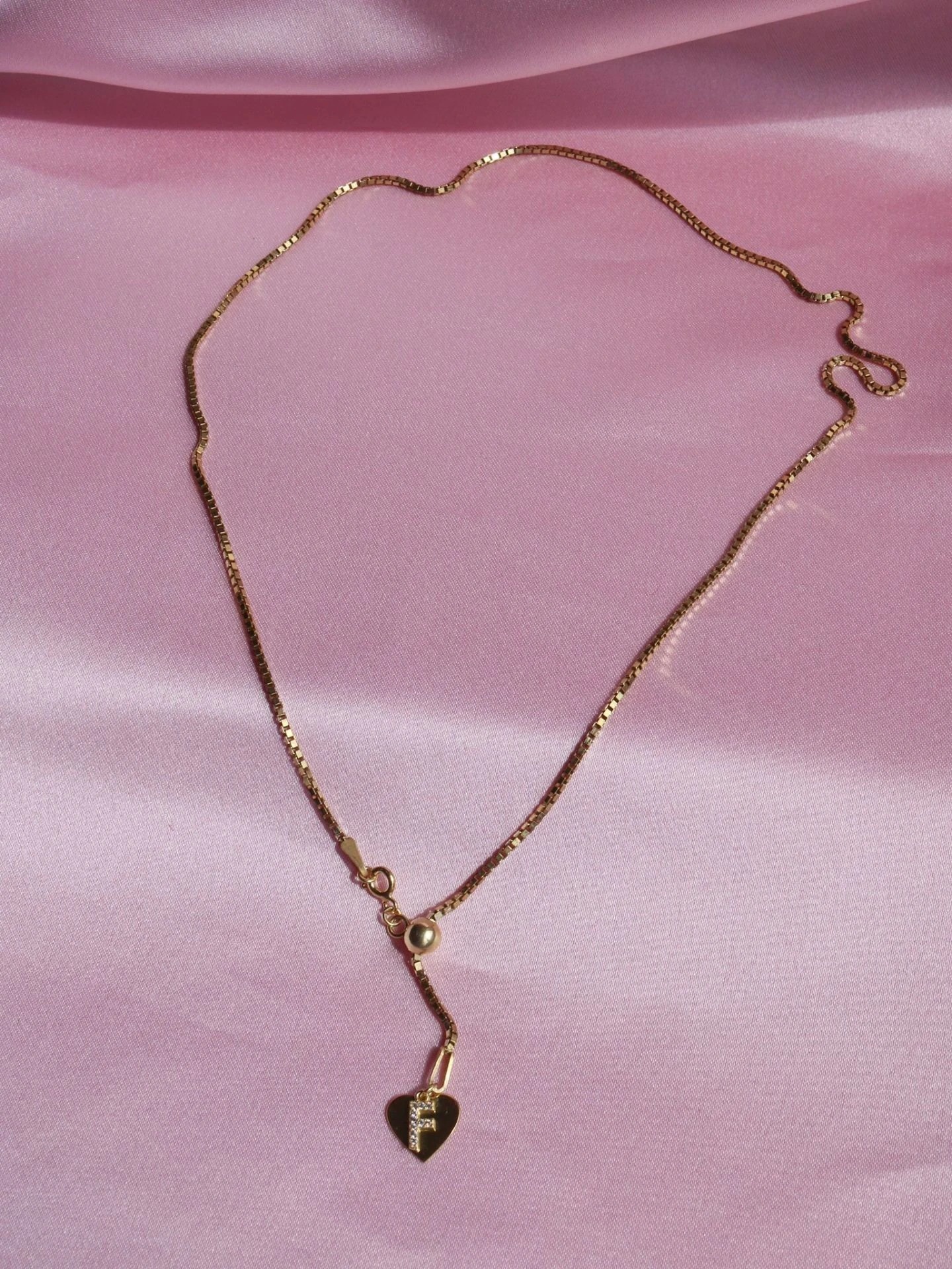 Adjustable Heart Letter Necklace 925 Silver