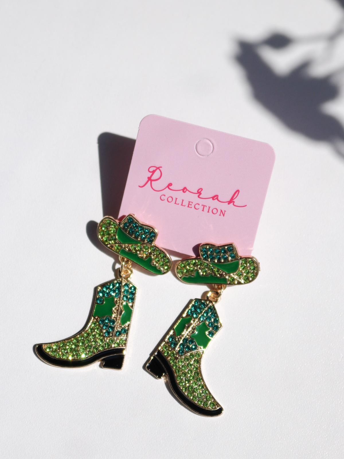 Green Cowboy Boots Earring
