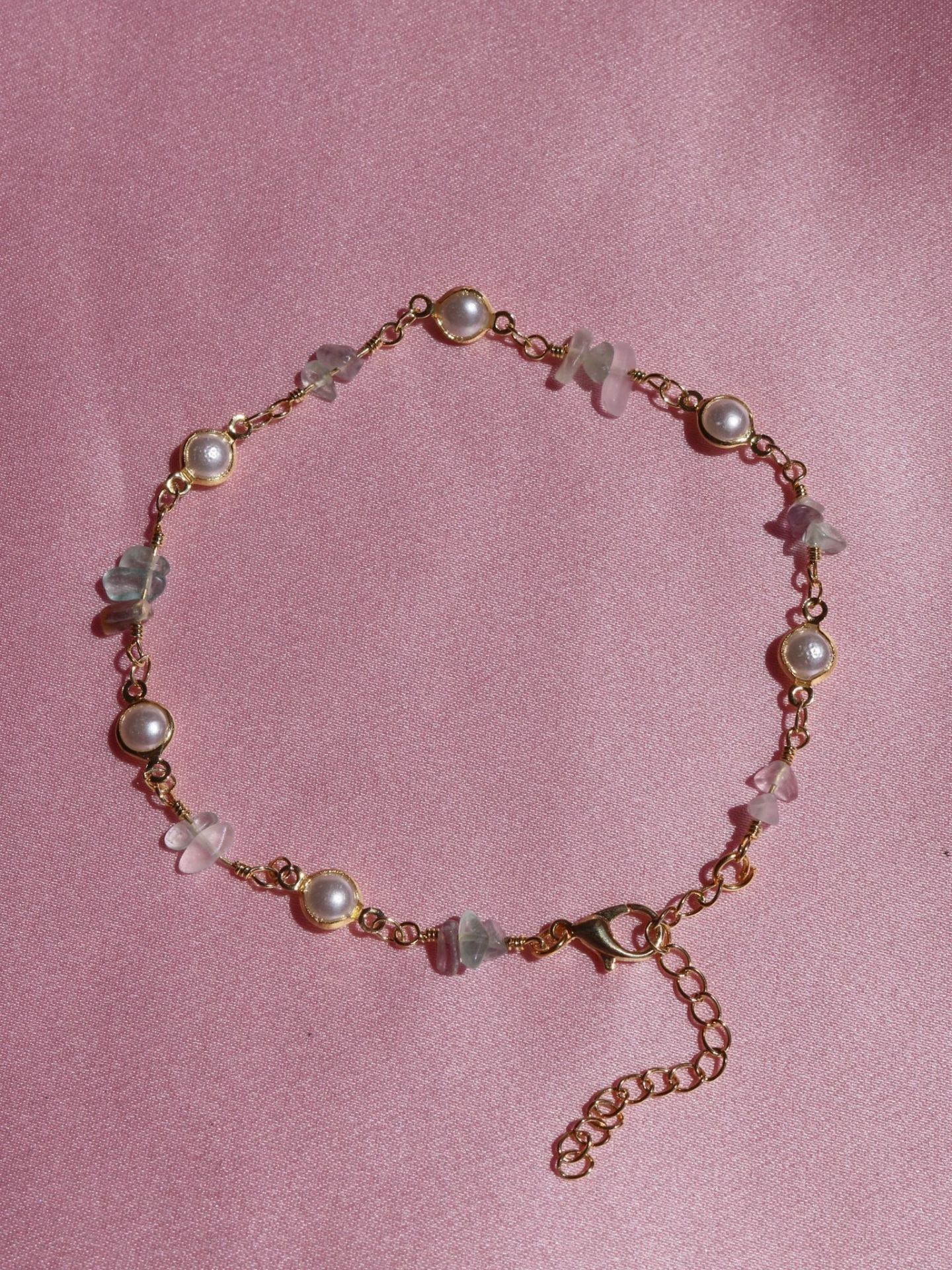 Broken Stone Anklet with Pearl