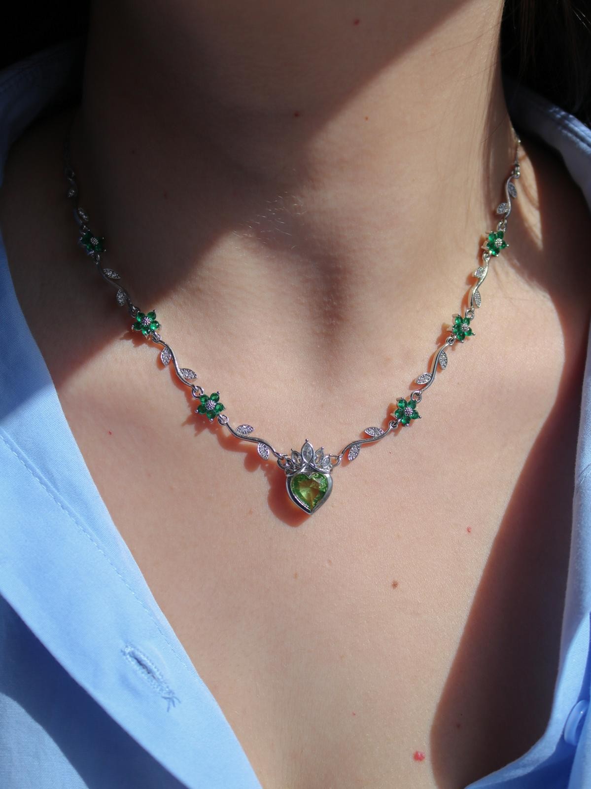Tiana Crown Heart Flower Necklace