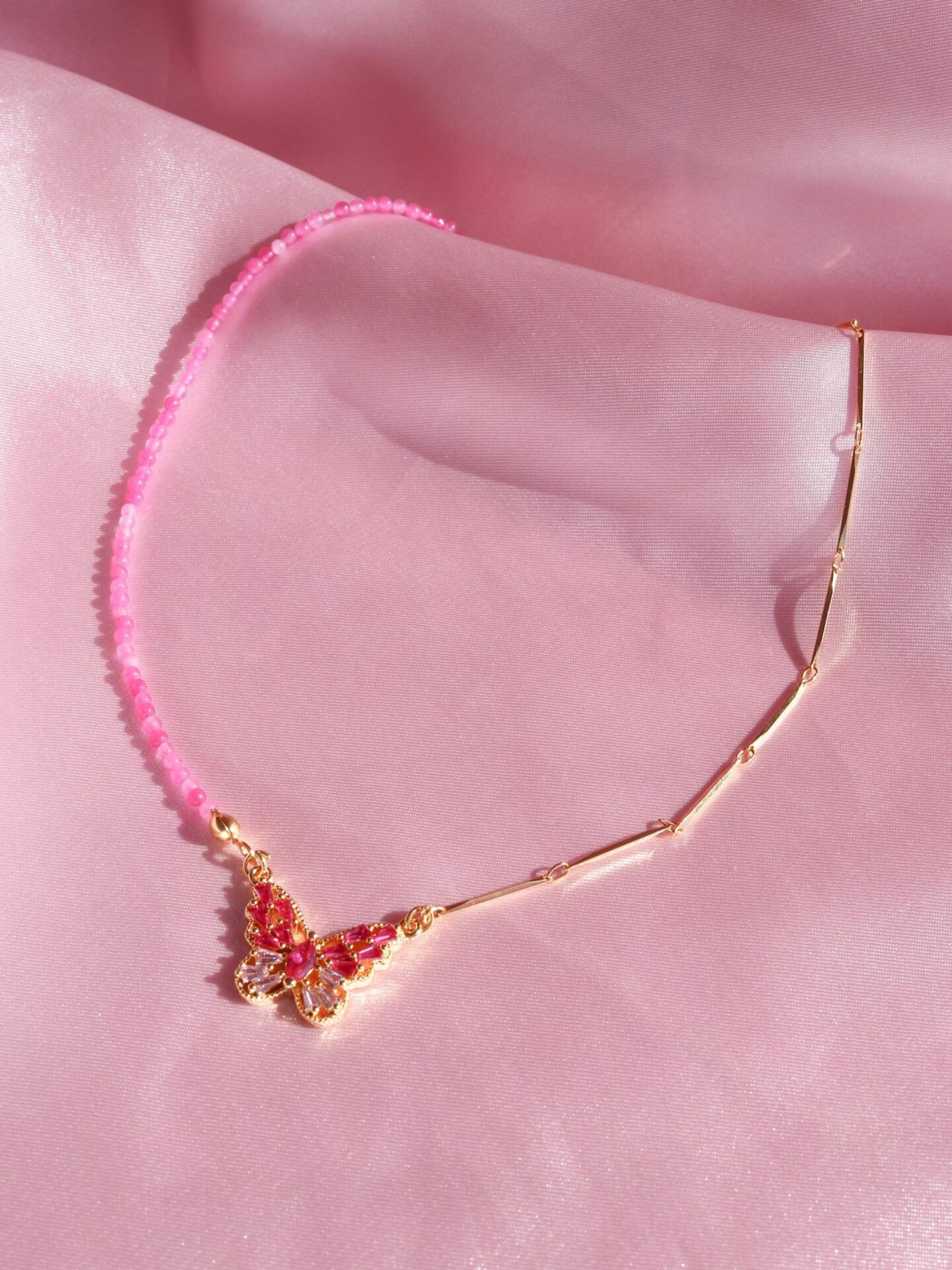 Natural Stone Baguette Butterfly Choker