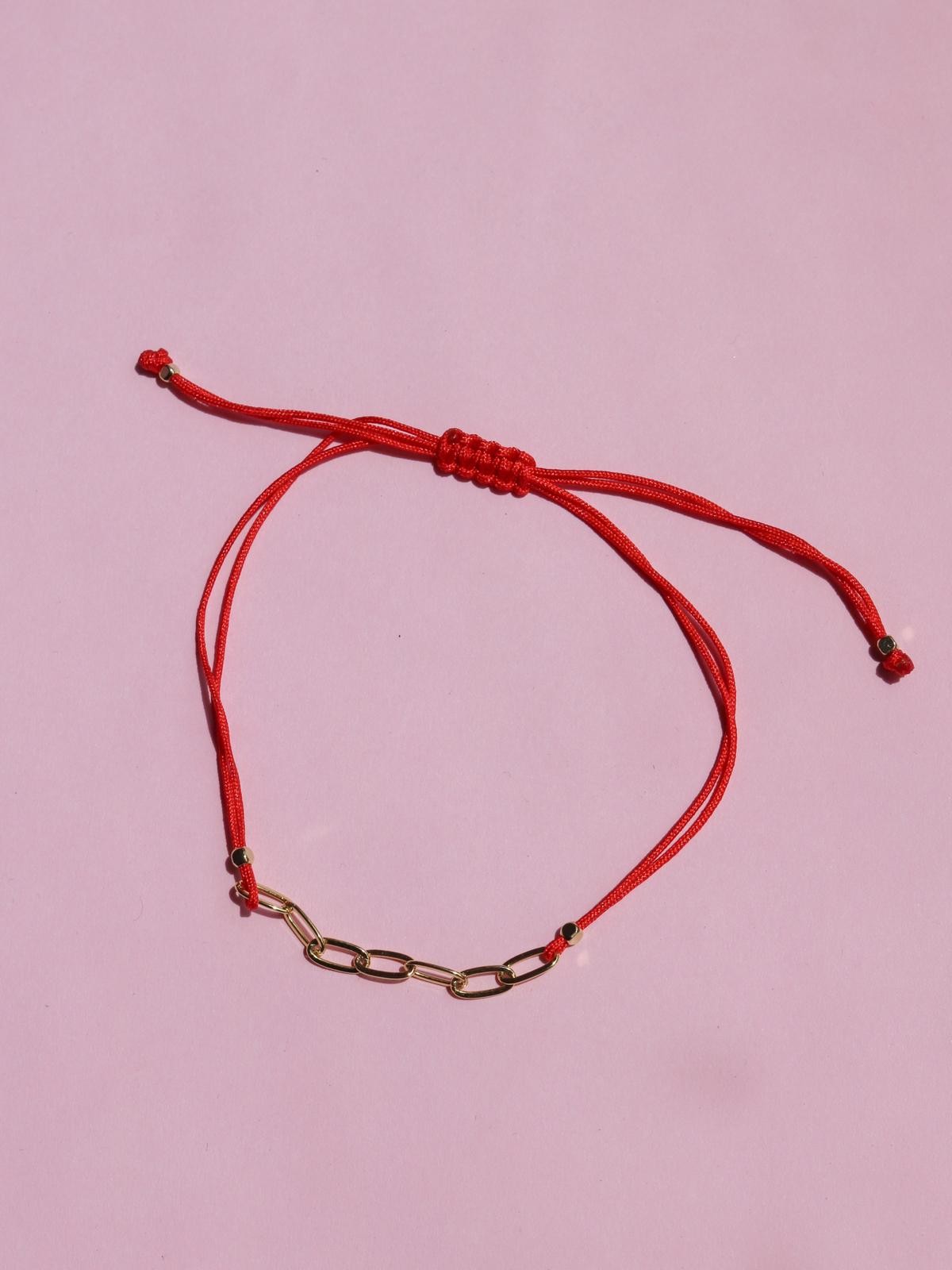 Red Rope Paperclip Chain Charm Bracelet (Without Charm) | Manifest