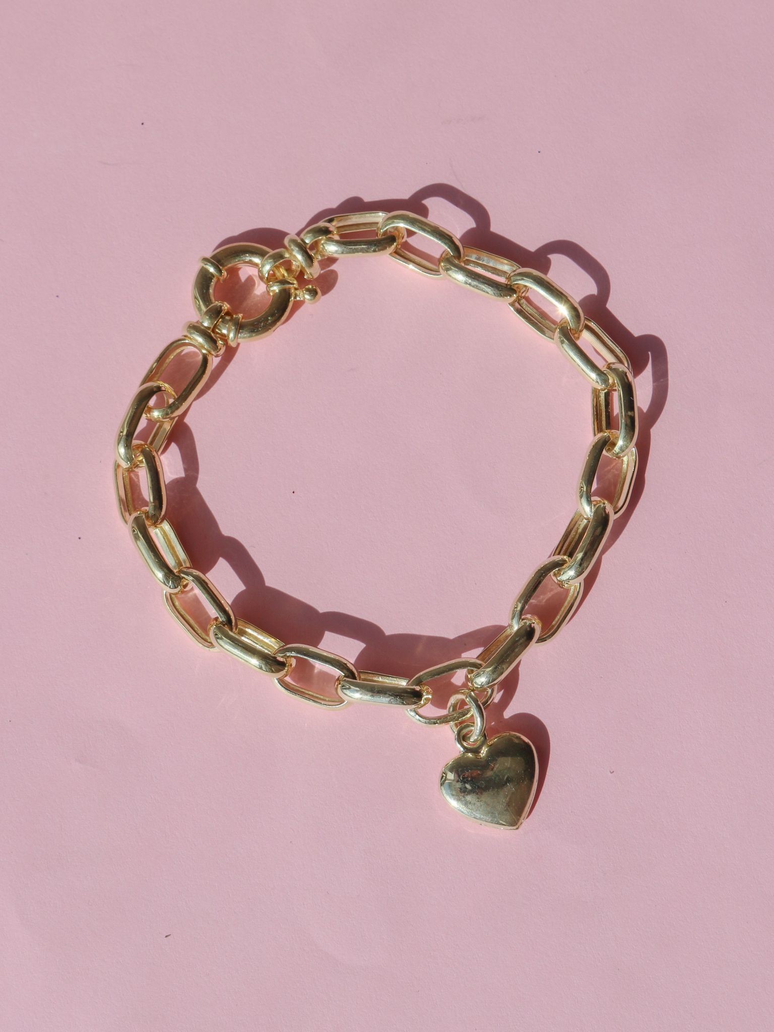 Thick Chain Bombe Heart 925 Silver Bracelet
