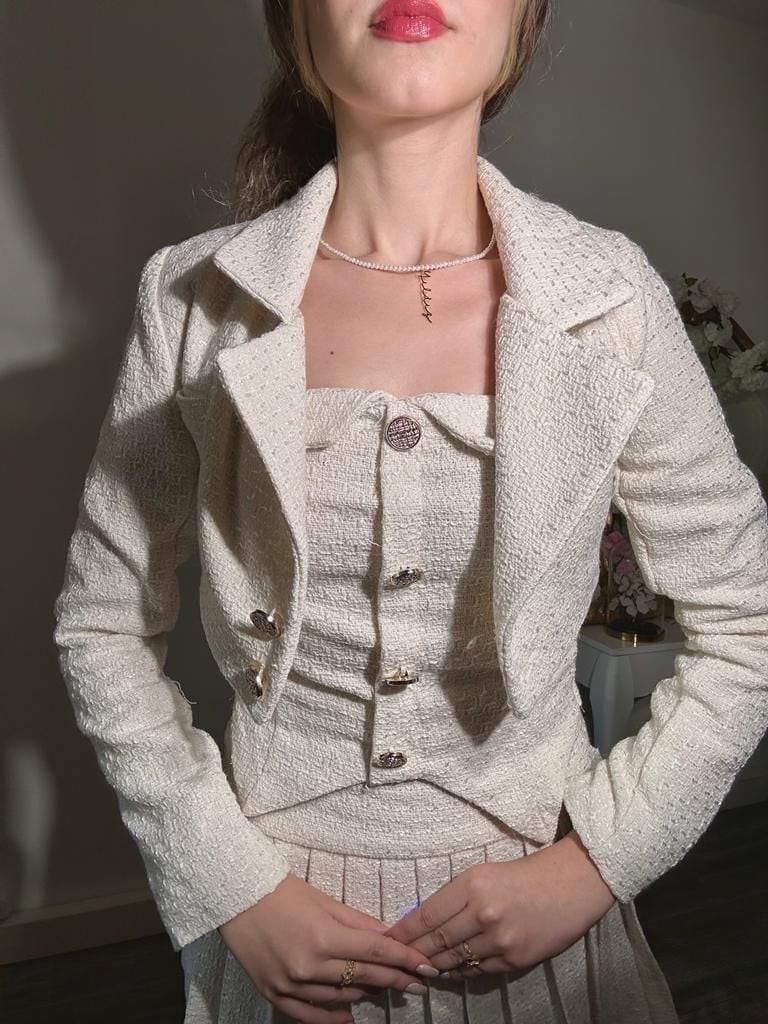 Waldorf's Tweed Skirt Bustier Jacket Set