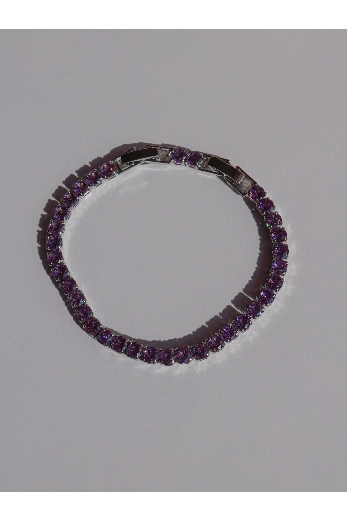 Lilac Zircon Stone Waterway Bracelet - silver