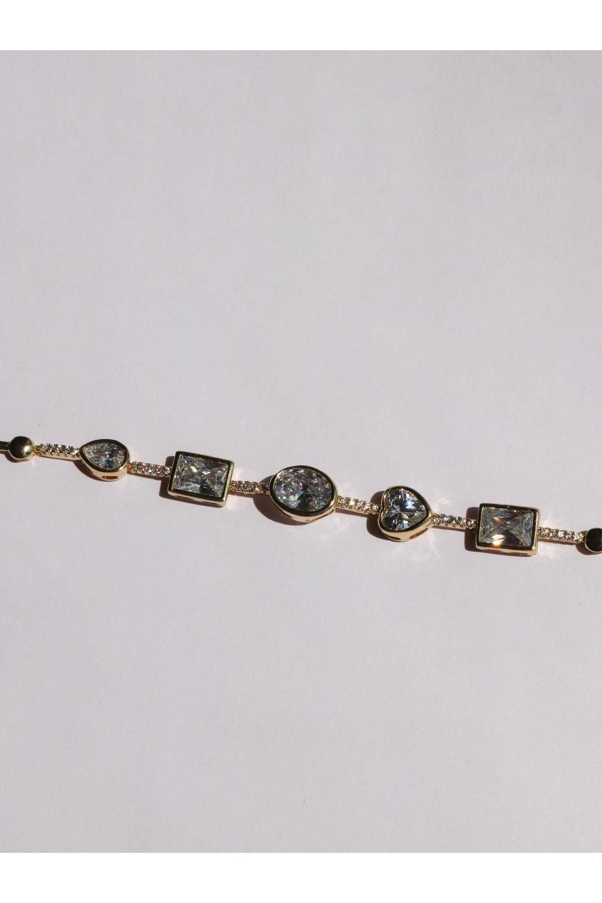 Steel Bracelet with Large Mixed Cut Stones