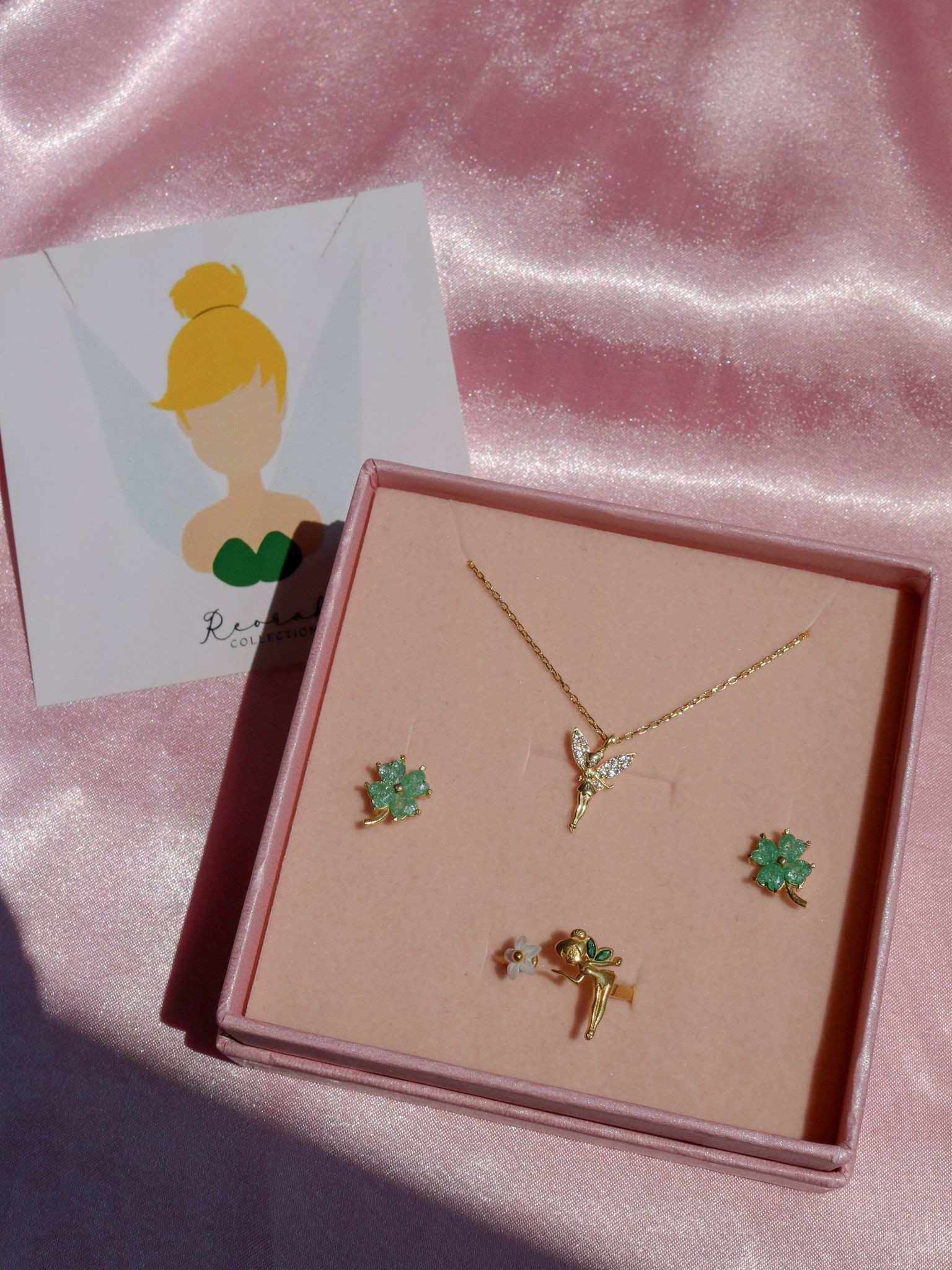 Tinker Fairy 925 Gümüş Küpe, Kolye ve Yüzük Set