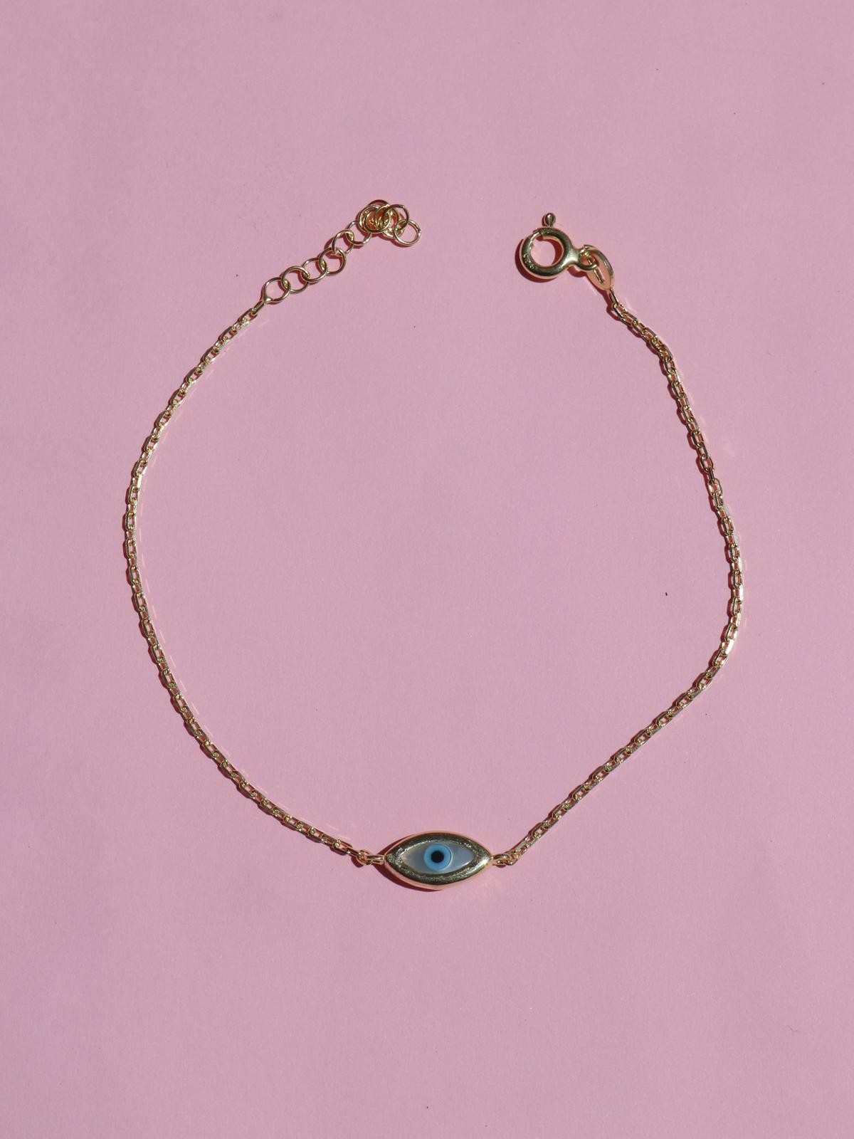 Mother of Pearl Evil Eye 925 Silver Bracelet