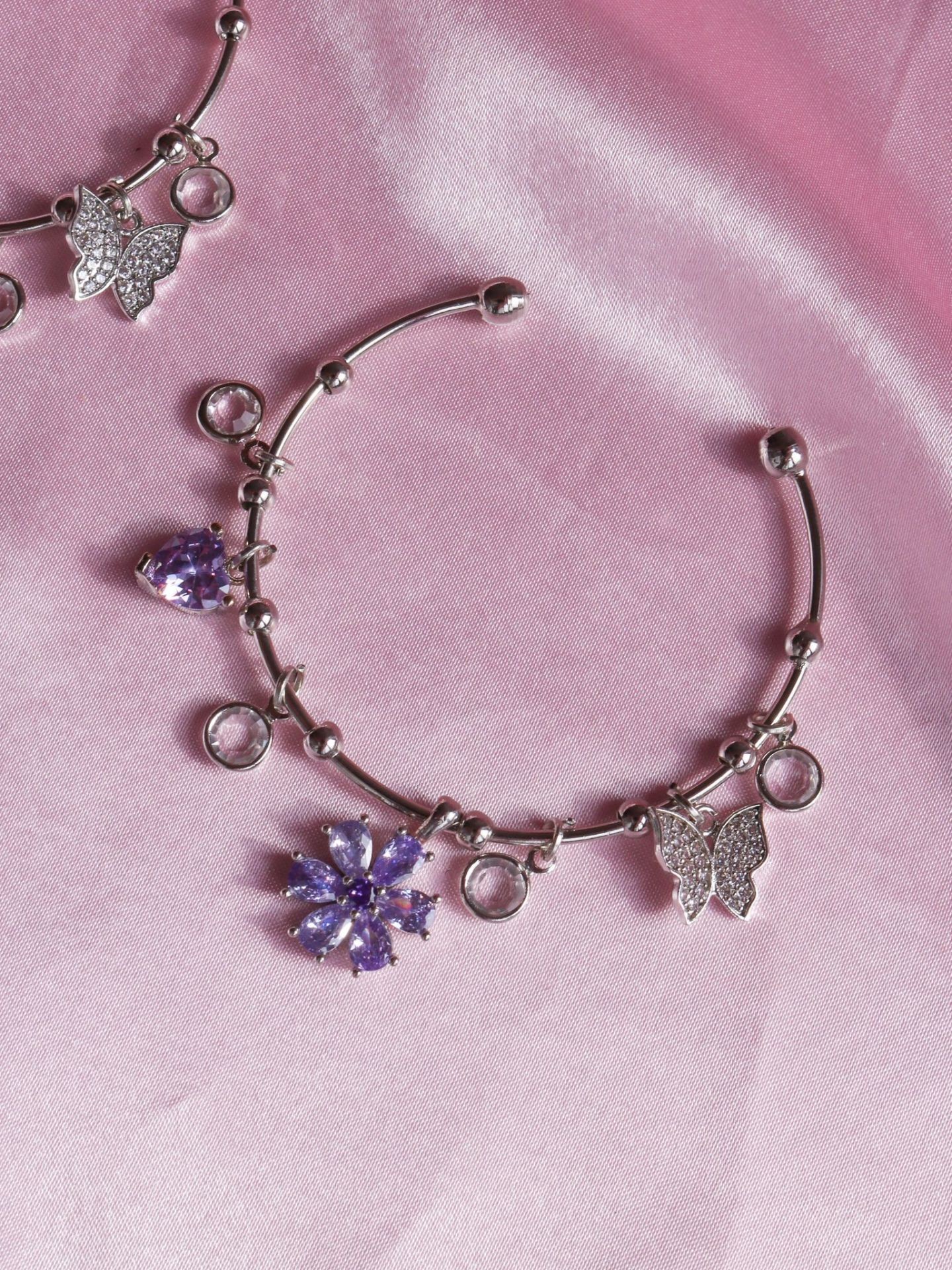 Pink & Purple Flower Bracelet