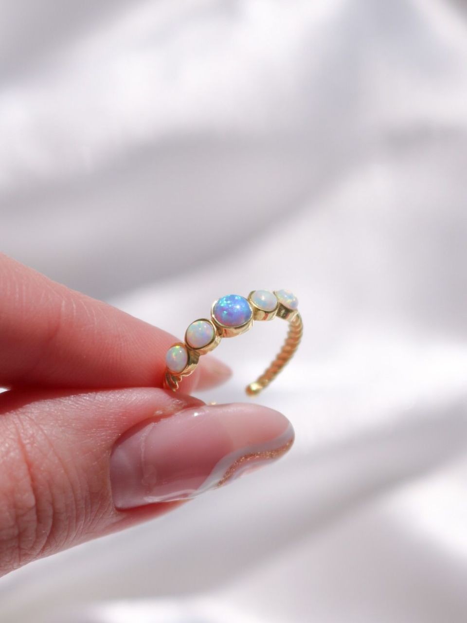 Mermaid 5 Pearl Opal Ring 925 Gümüş