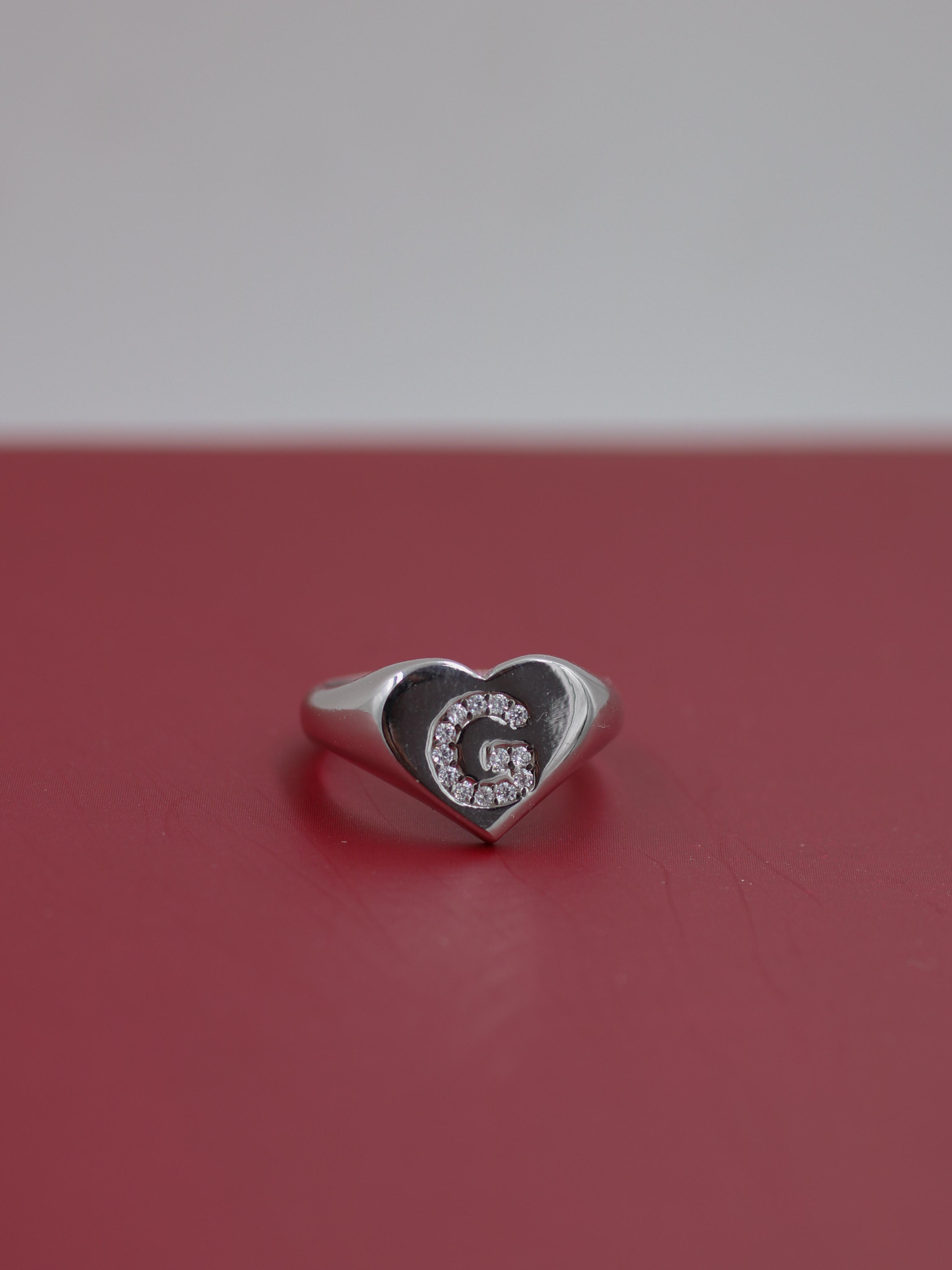 Letter Heart 925 Silver Ring