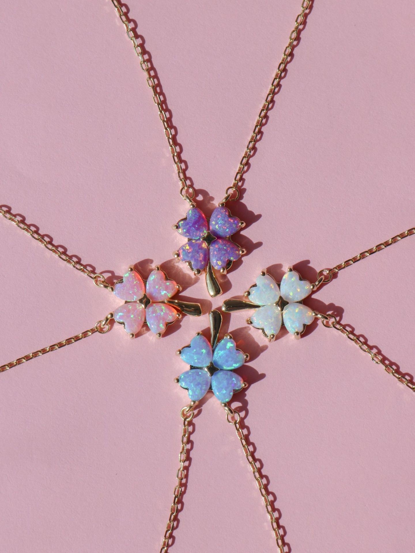 Lucky Opal Clover 925 Silver Necklace