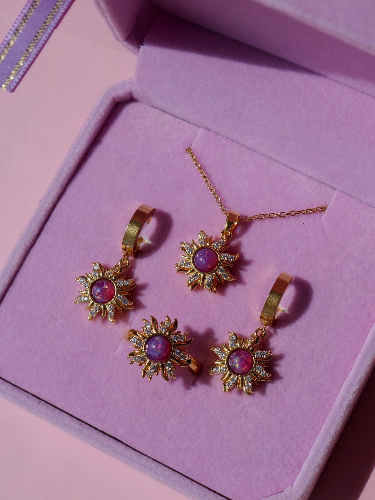 Rapunzel Sun Fidget Necklace-Earring-Ring Set