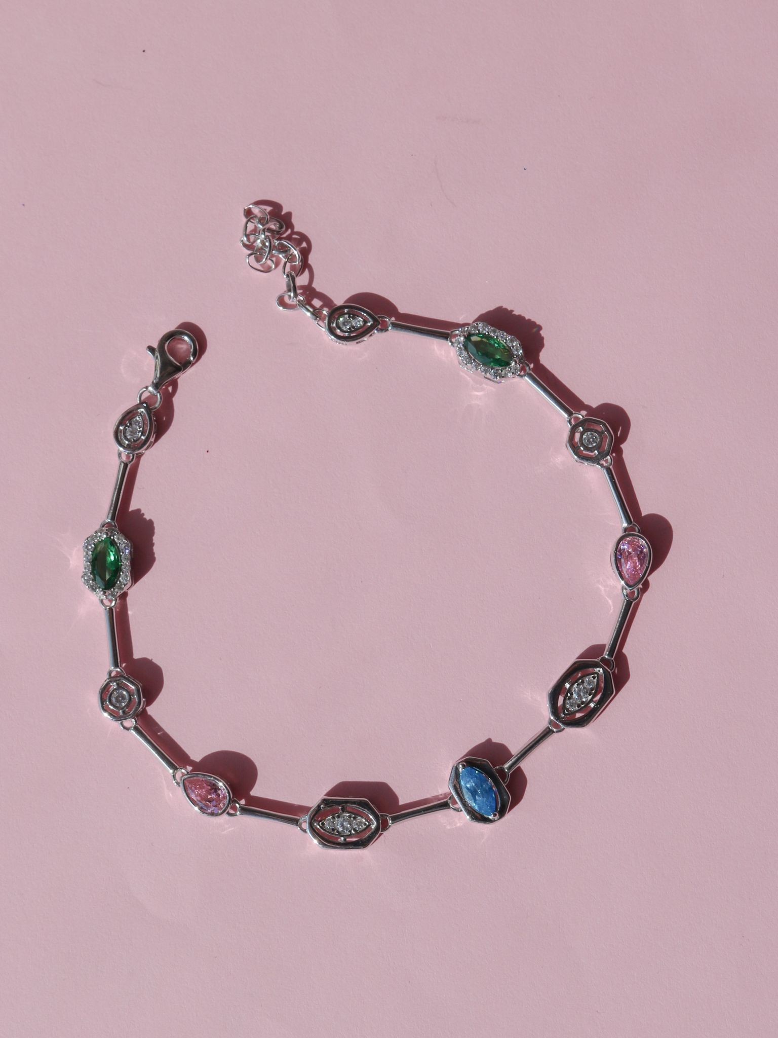 Multi Cut Colorful Bracelet 925 Silver
