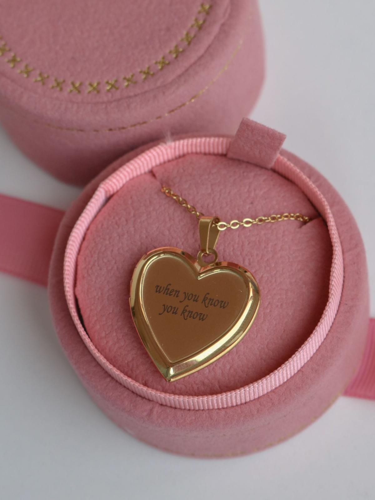 Steel Heart Locket Necklace with Personalized Written Photo