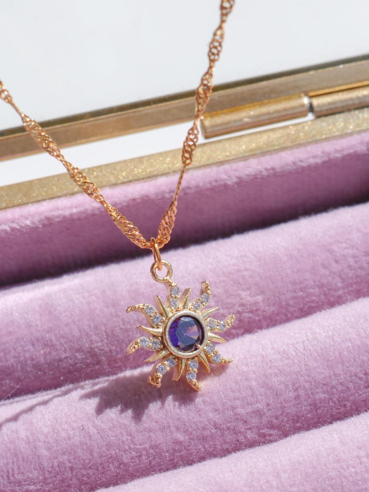 Rapunzel Minimal Purple Sun Necklace