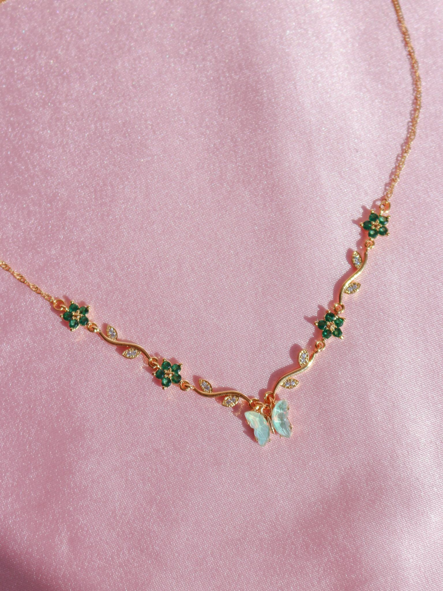 Green Butterly Garden Necklace