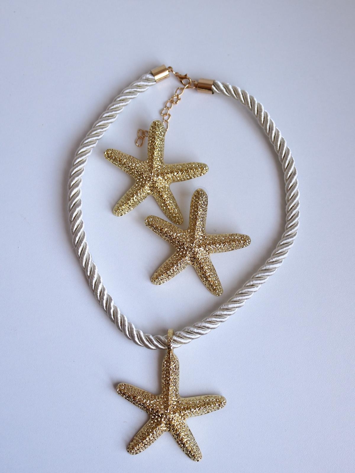 Golden Starfish Kolye, Küpe Set