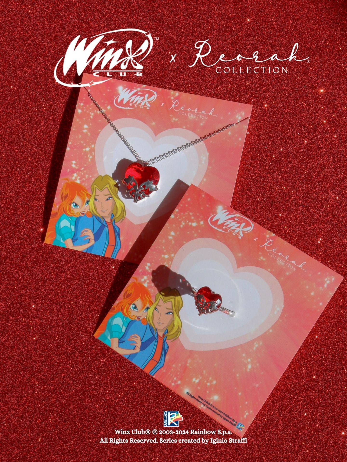 Winx Club® Pendant of Eraklyon Necklace and Ring Set 925 Sterling Silver