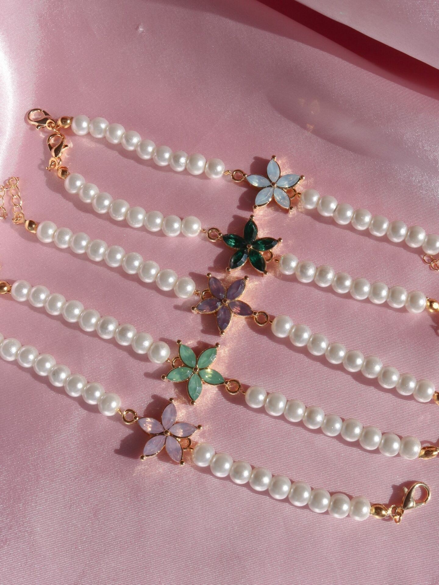 Eternity Flower Bracelet with Pearls