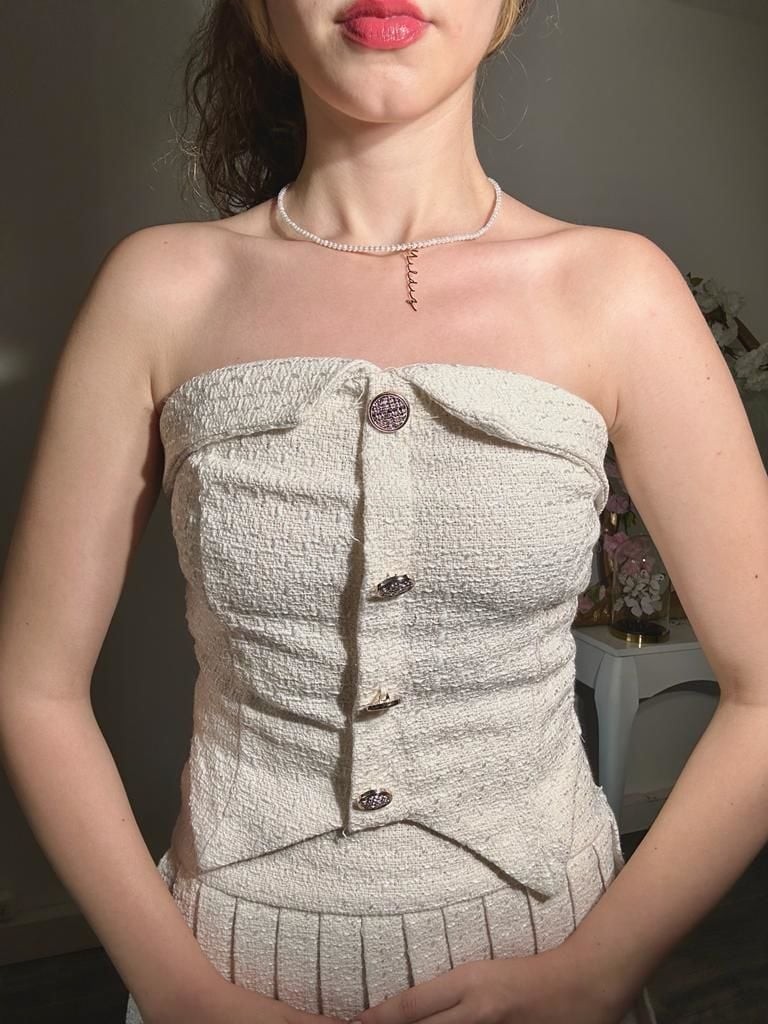 Waldorf's Tweed Skirt Bustier Jacket Set