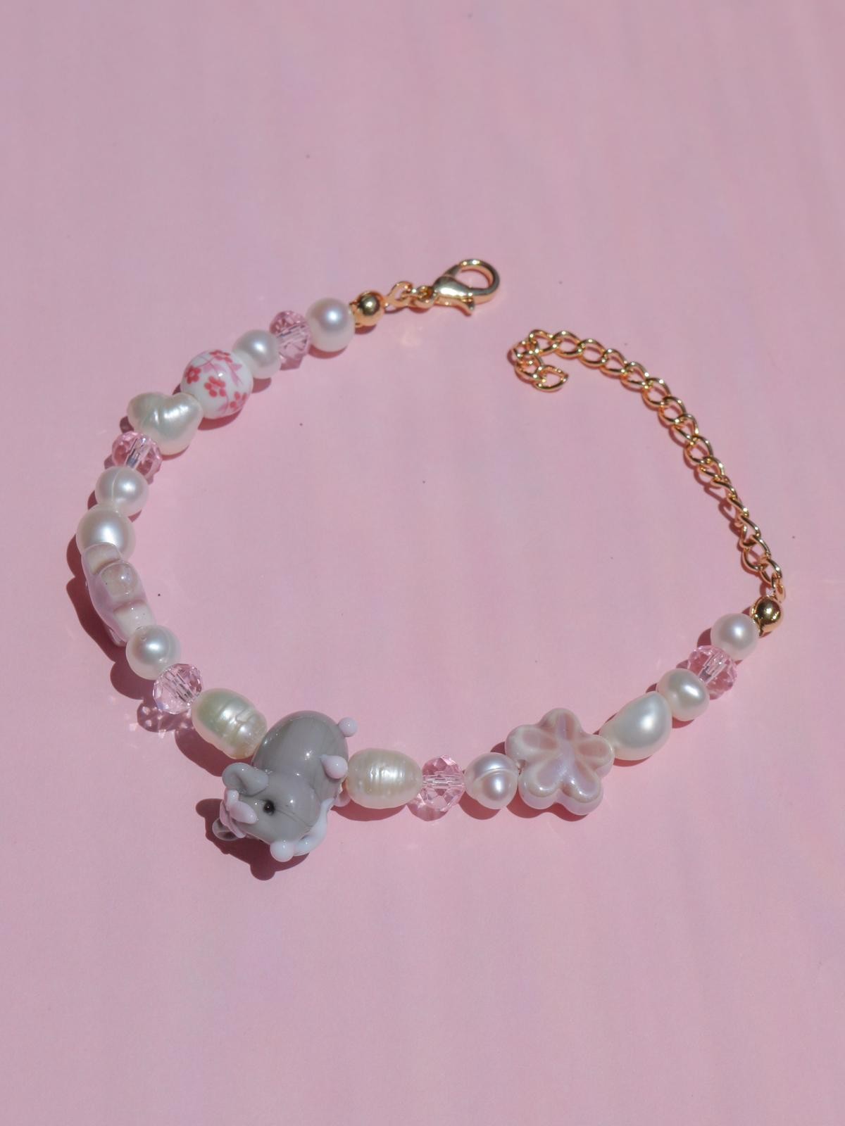 Cute Hamster Pearl Bracelet