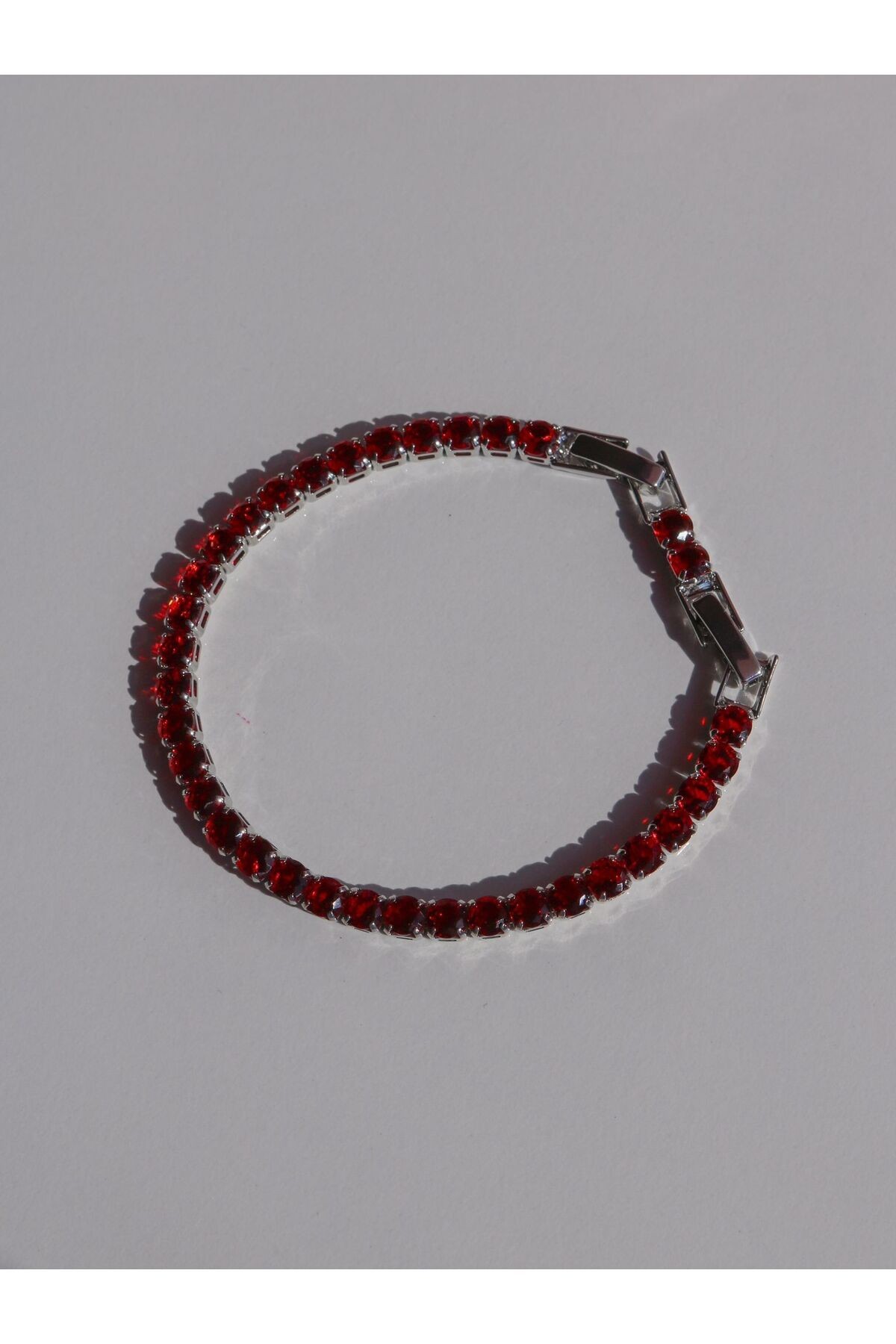 Red Zircon Stone Waterway Bracelet - silver