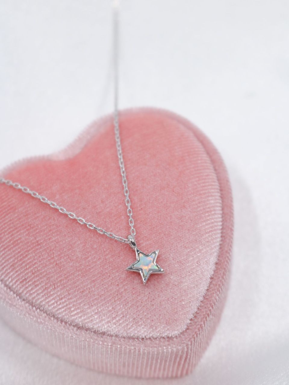 Minimal Opal Star Necklace 925 Silver
