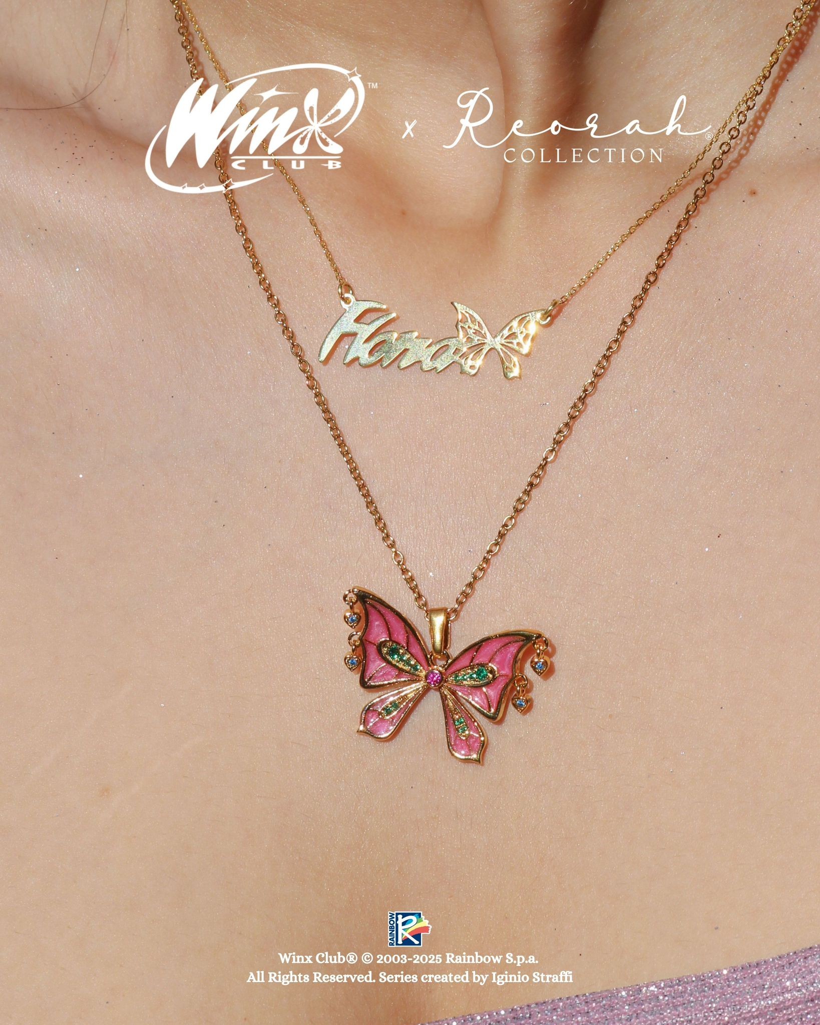 Winx Club® Flora Kişiye Özel Enchantix Wings İsim Kolye