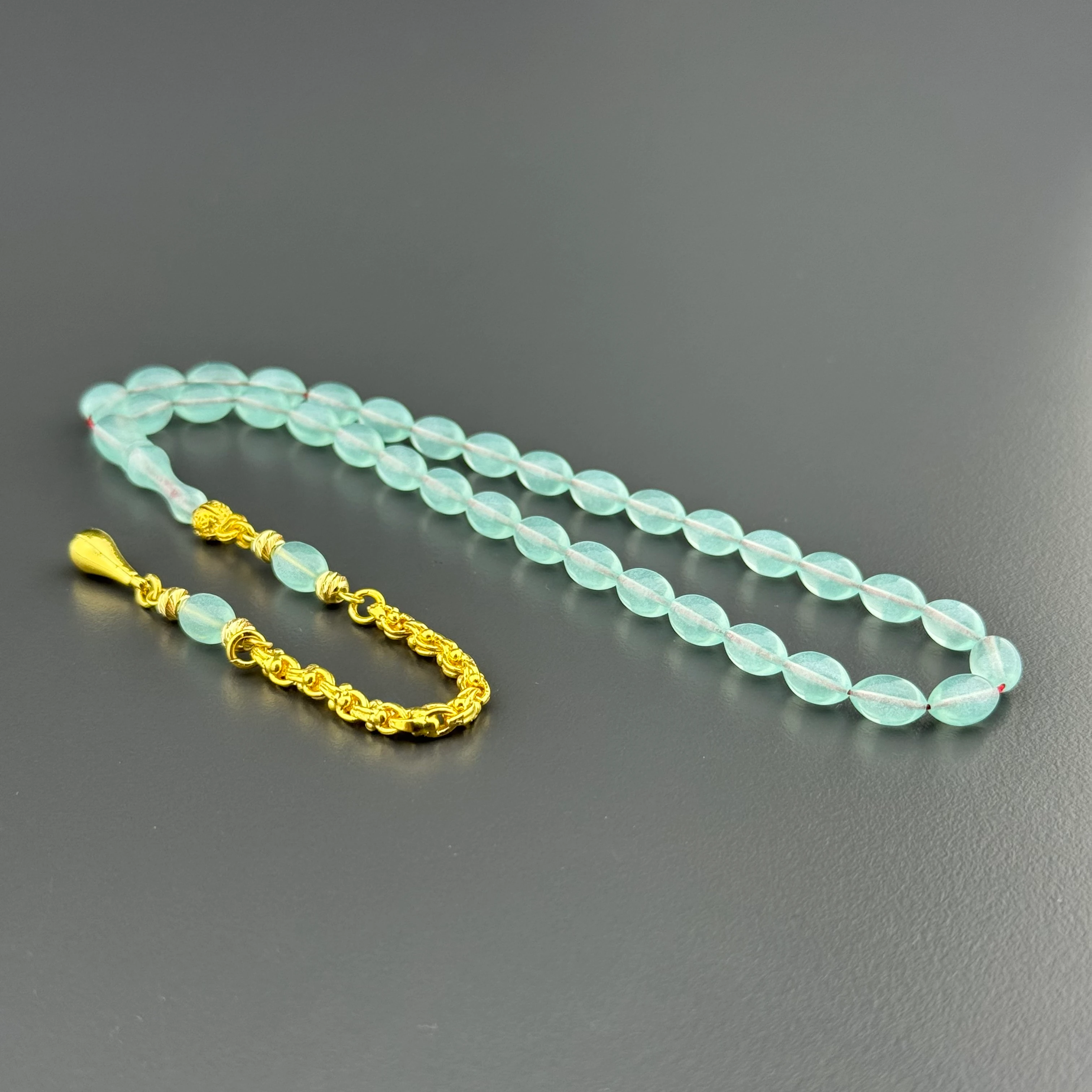 Bilek Boy 925 ayar Gümüş püsküllü Cam Göbeği Yeşil Alman Bakalit Tesbih