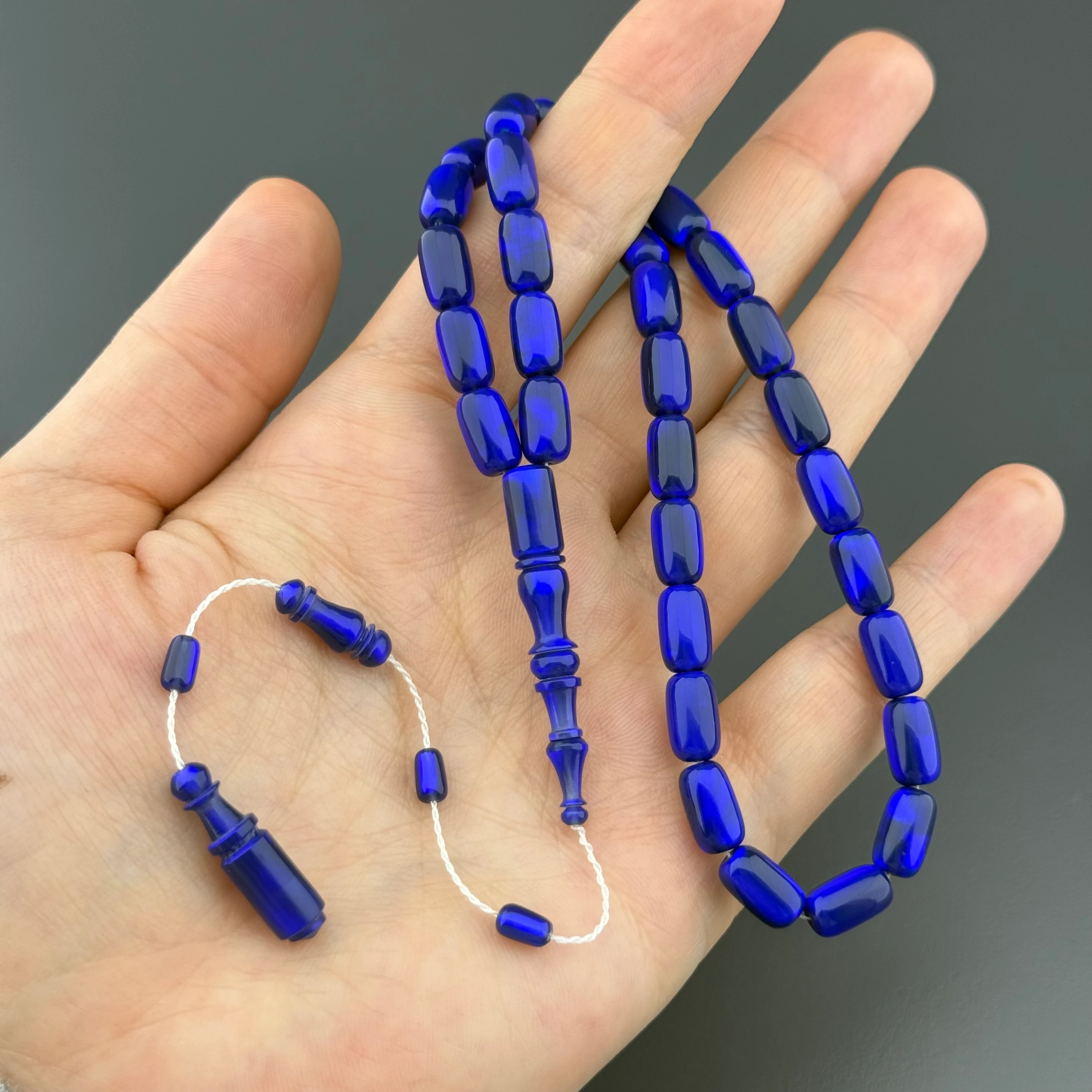 Usta İşçilikli Lacivert Yansımalı Doğal Dokulu Kapsül Opal Tesbih