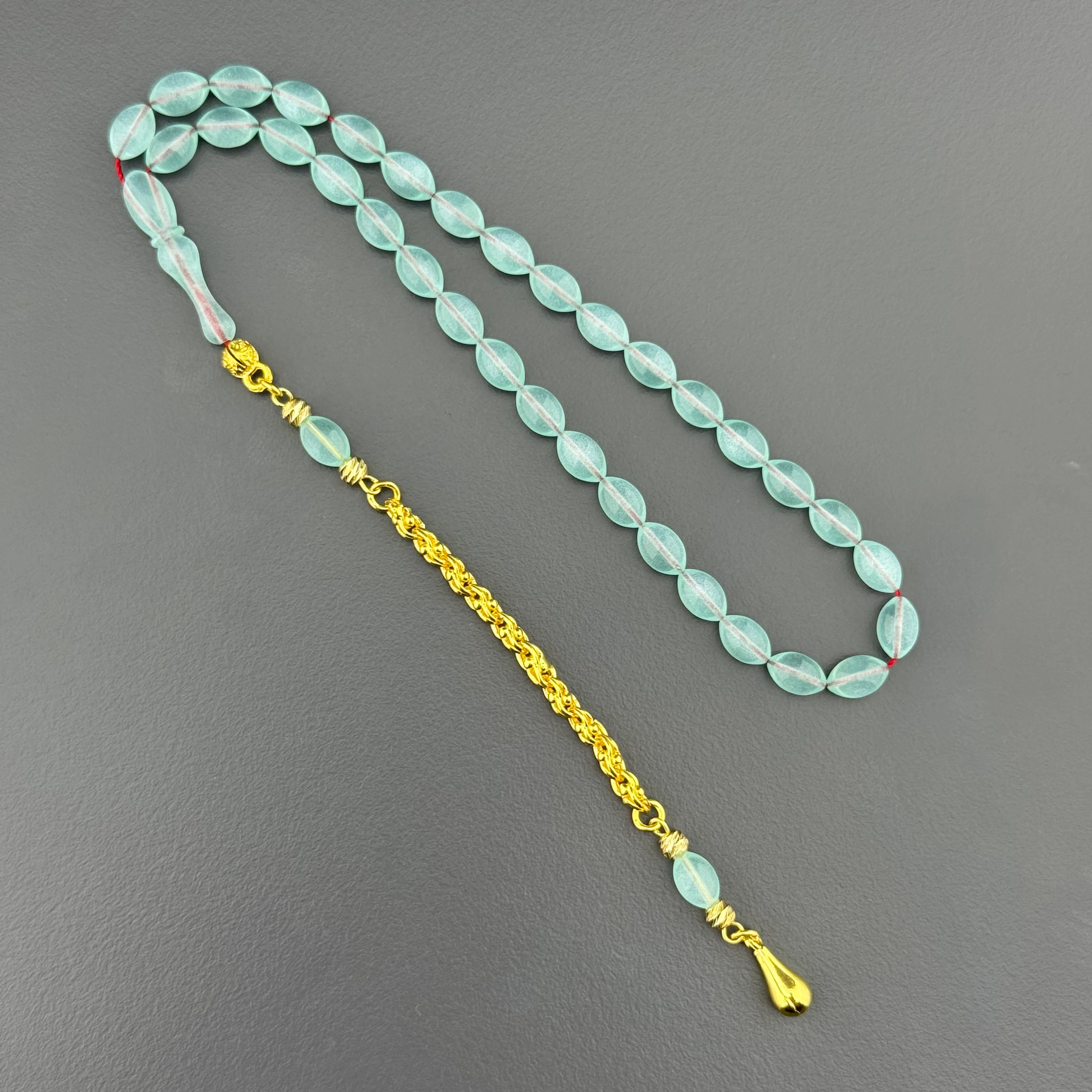 Bilek Boy 925 ayar Gümüş püsküllü Cam Göbeği Yeşil Alman Bakalit Tesbih