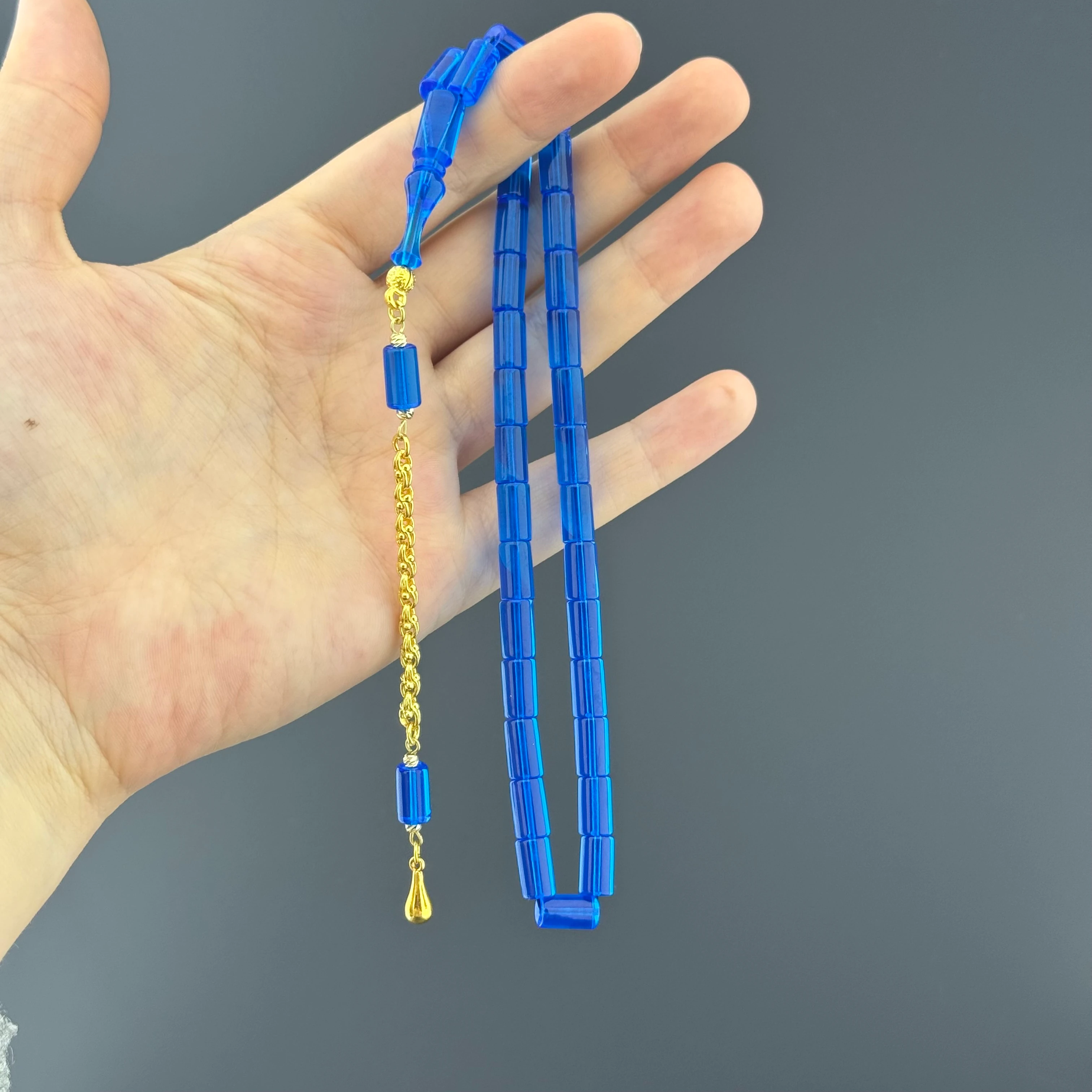 Suat YEŞİLYURT Usta İşçilikli Lacivert Kesme Gümüş Püsküllü Alman Bakalit Tesbih