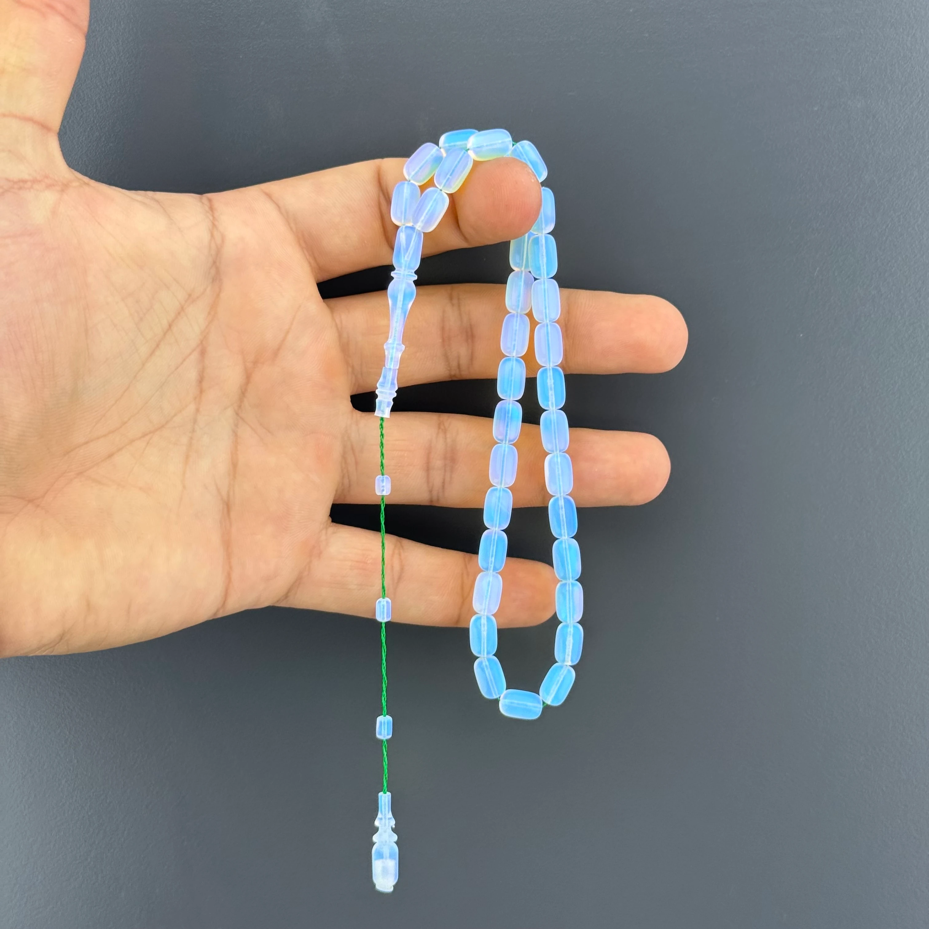 Usta İşçilikli Kapsül Kesim Doğal Dokulu Opal Tesbih