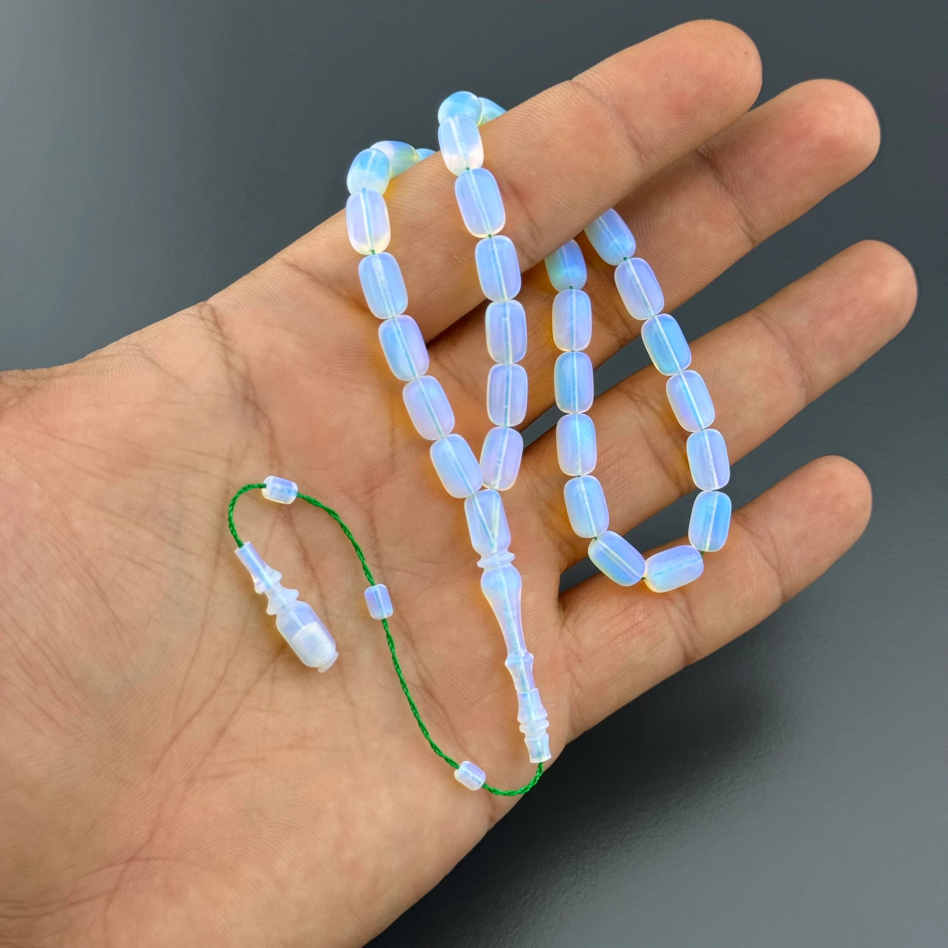 Usta İşçilikli Kapsül Kesim Doğal Dokulu Opal Tesbih