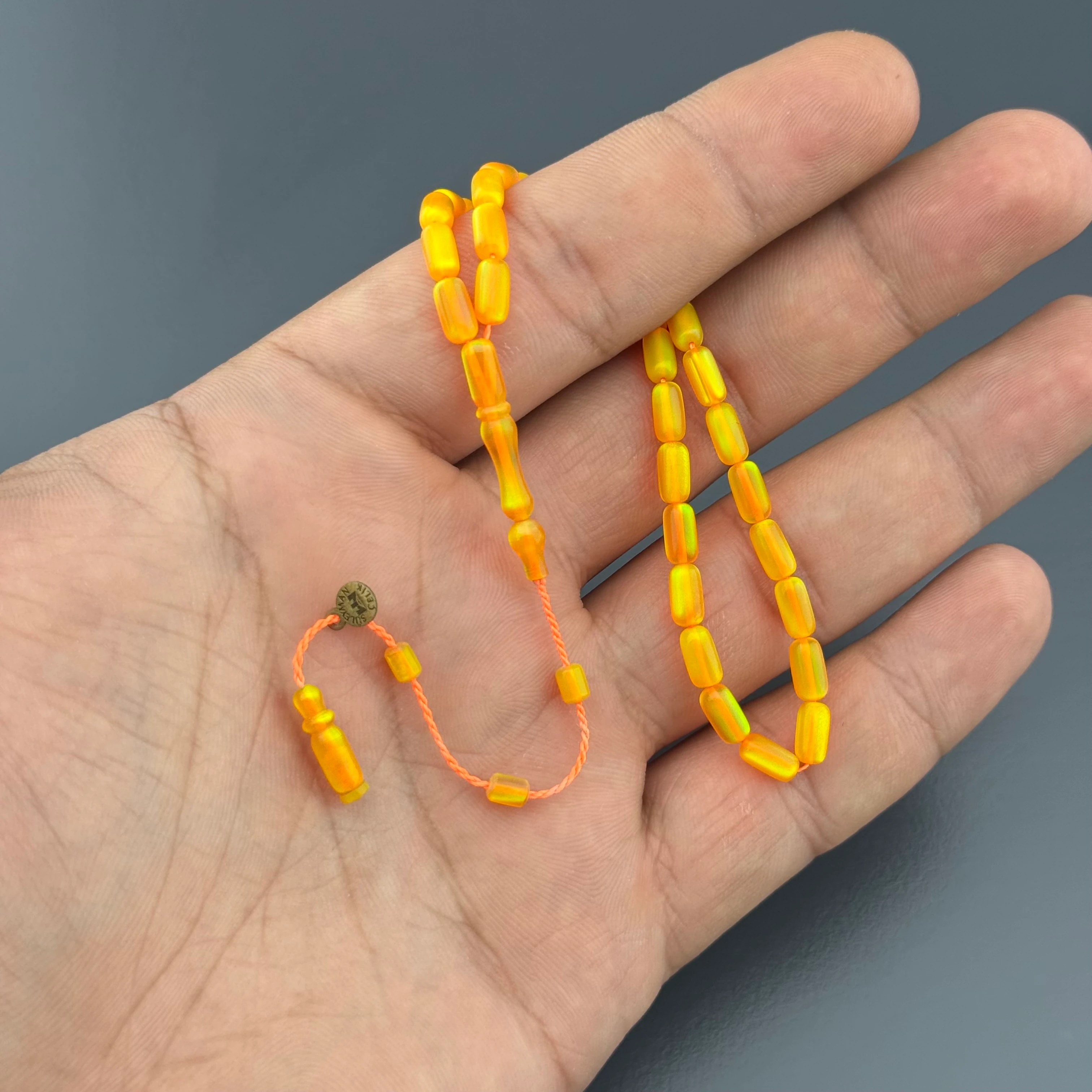 Usta İşçilikli Bilek Boy Turuncu Kapsül Kesim Orijinal Opal Tesbih