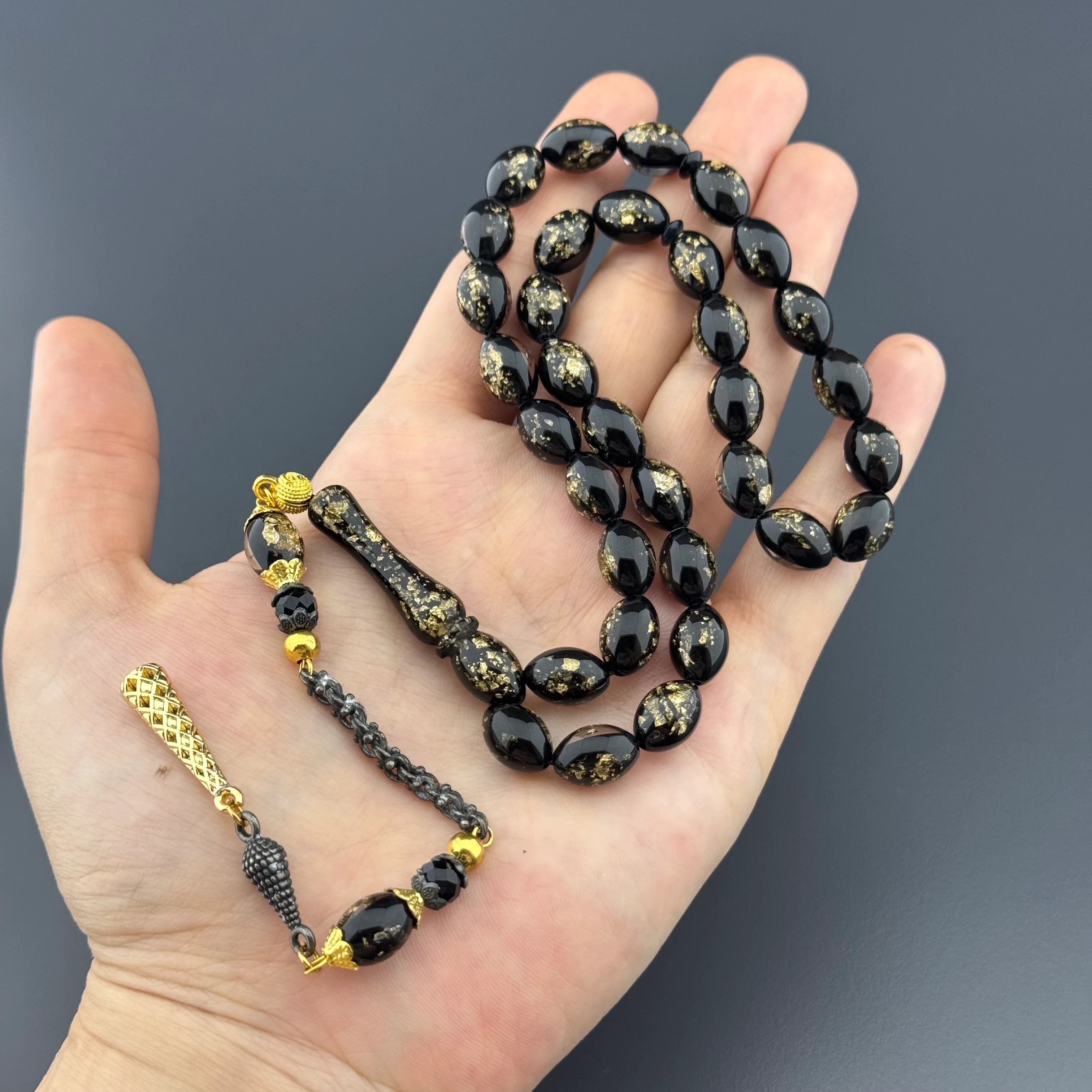 Alpaka Püsküllü Arpa Kesim Golden Rosary Tesbih