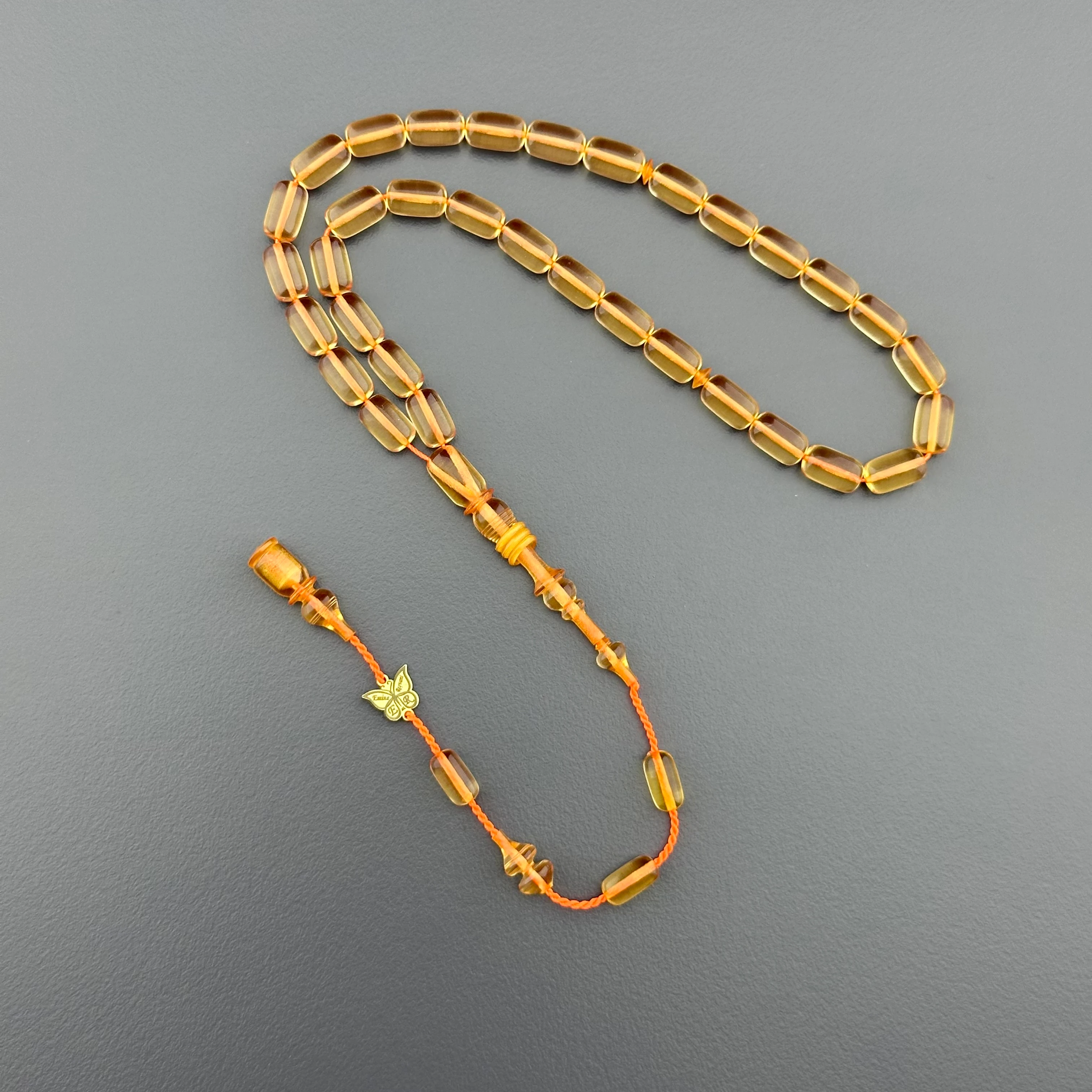 Emine REŞVANİ Usta Halkalı İmame Açık Sarı Ateş Kehribar Tesbih 