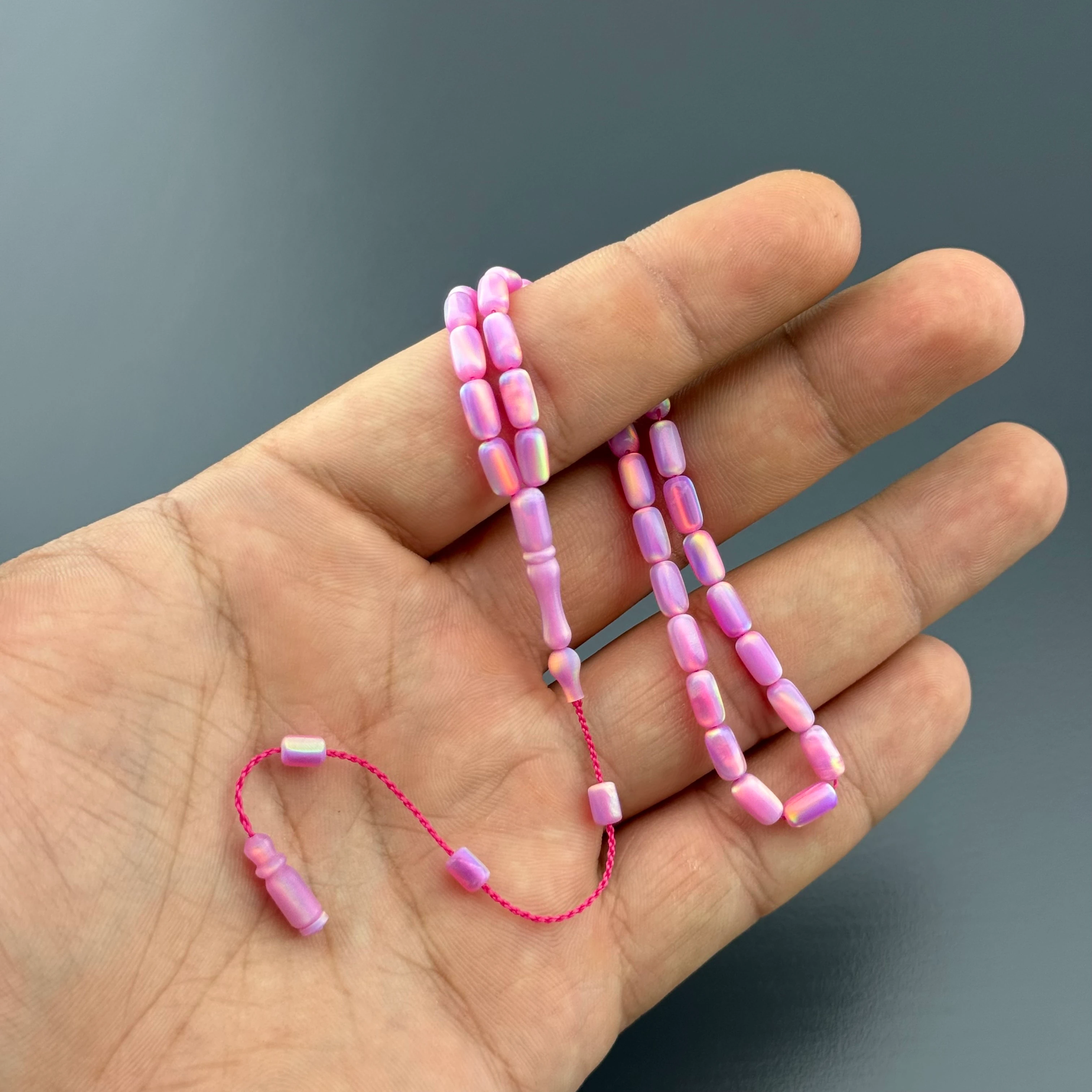 Usta İşçilikli Bilek Boy Pembe Renk Orijinal Opal Tesbih