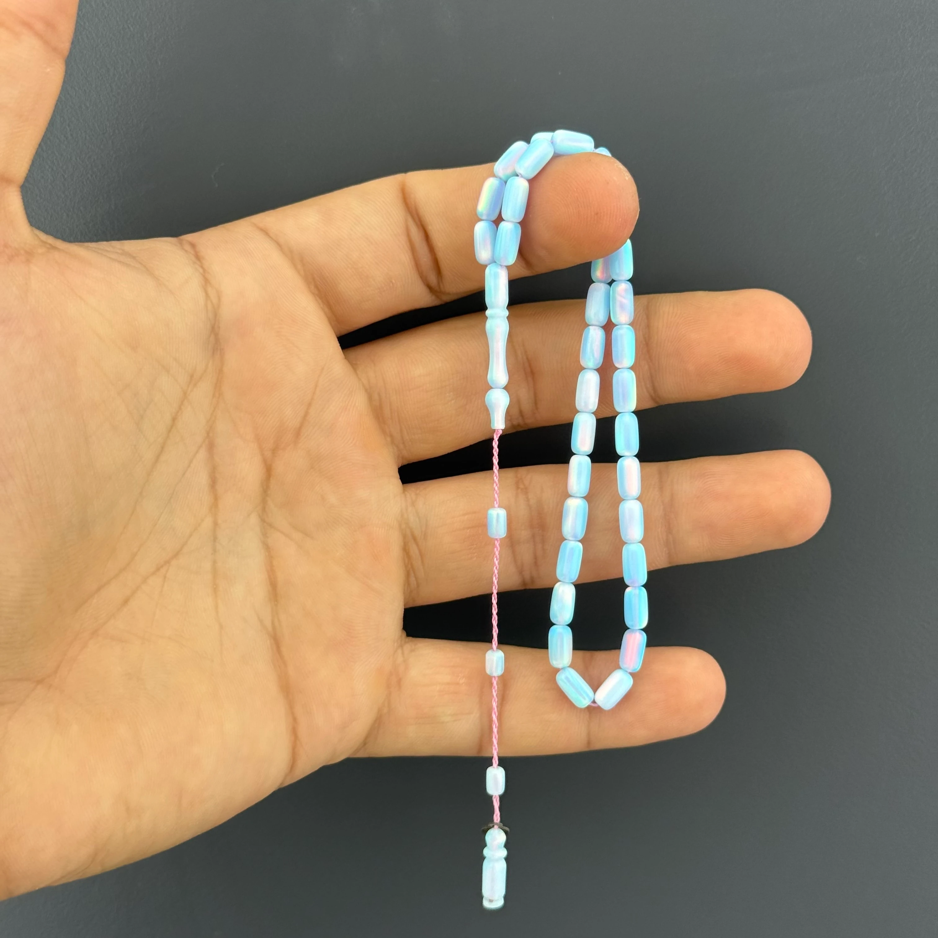 Usta İşçilikli Bilek Boy Açık Mavi Orijinal Opal Tesbih