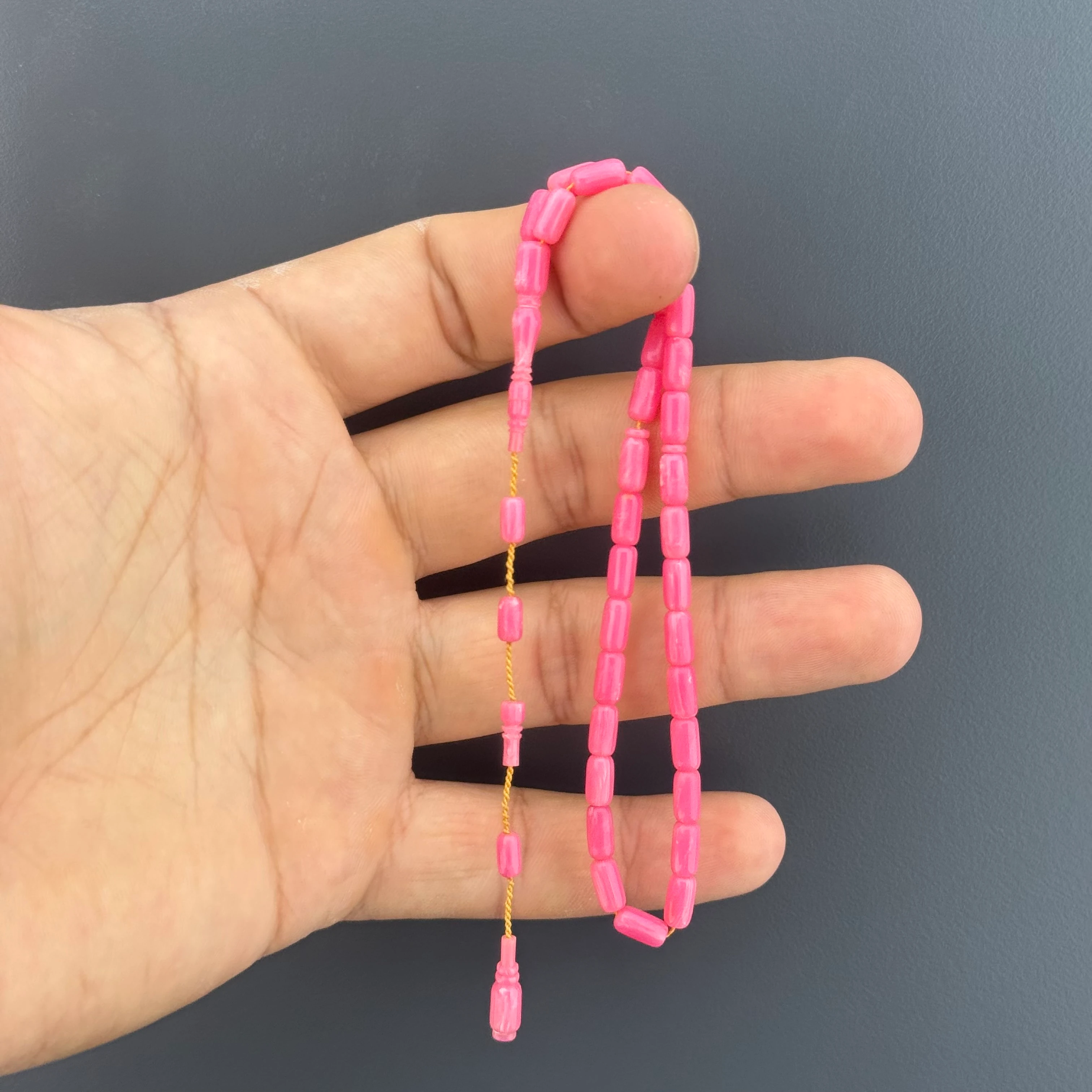 Özel Usta İşçilikli Bilek Boy Pembe Kapsül Kesim Sistemli Eski Alman Istaka Obje Tesbih