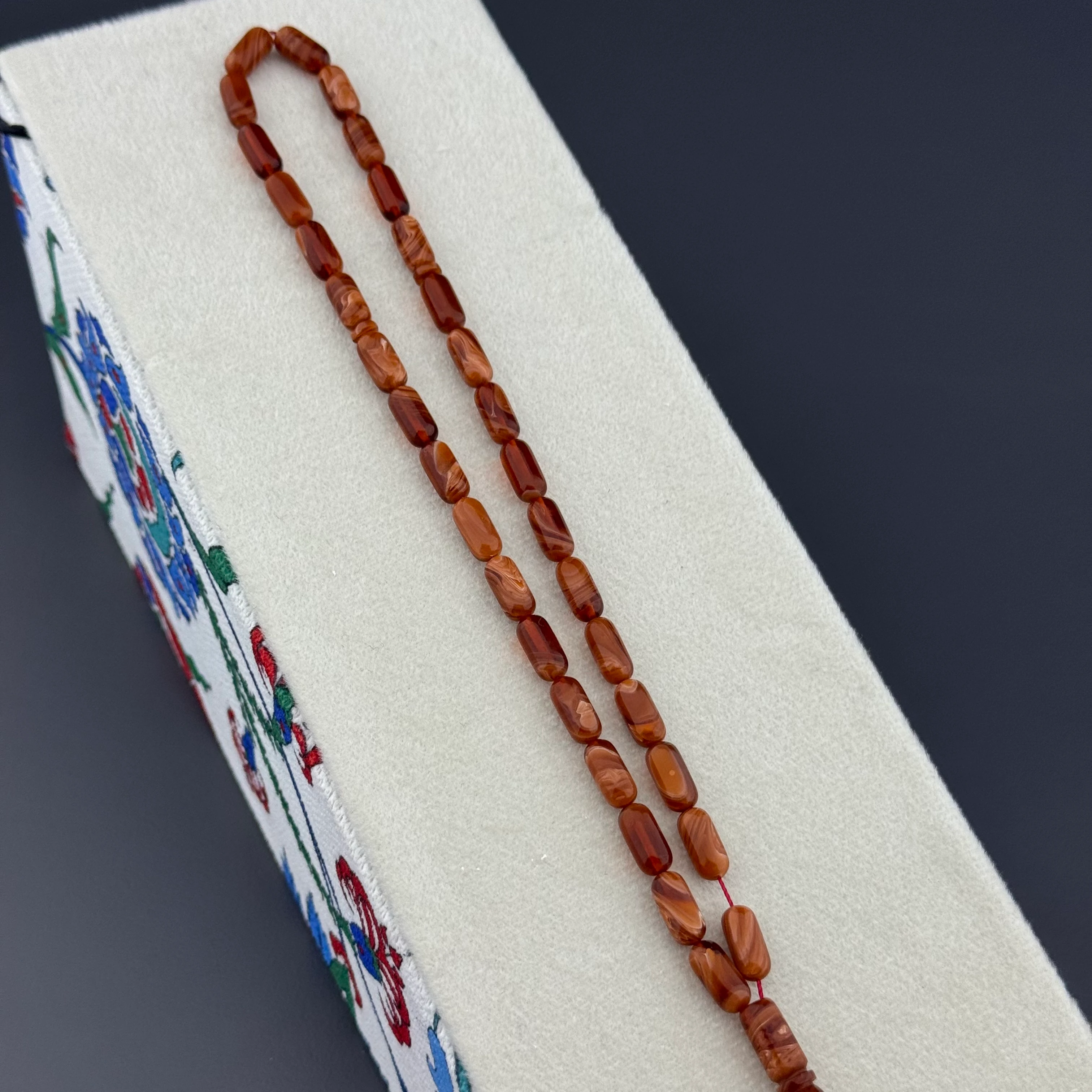 Halil Demirkol Usta İşçilikli Sütlü Kahve Renk Süzmeli Sıkma Kehribar Tesbih