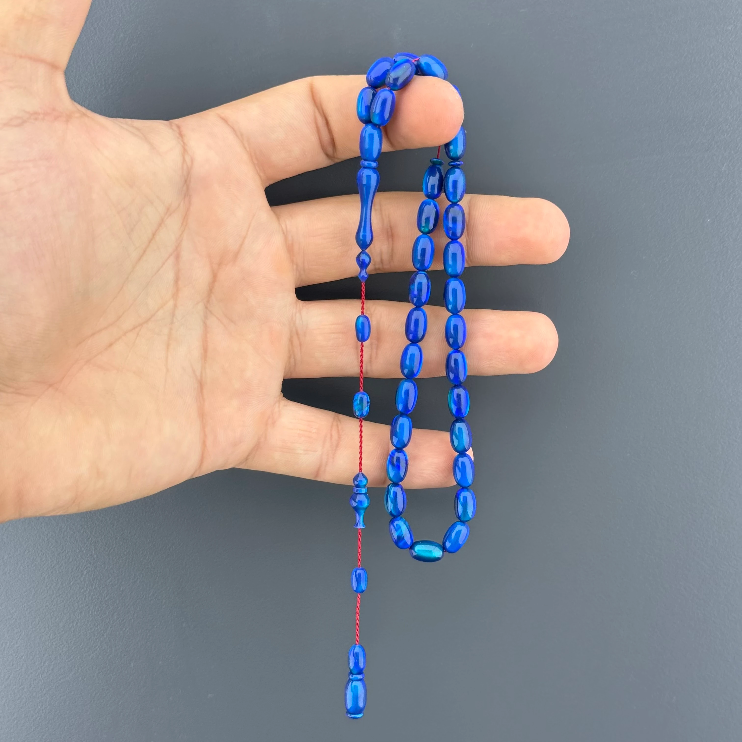 Usta İşçilikli Lacivert Beyzi Kesim Doğal Dokulu Orjinal Opal Tesbih