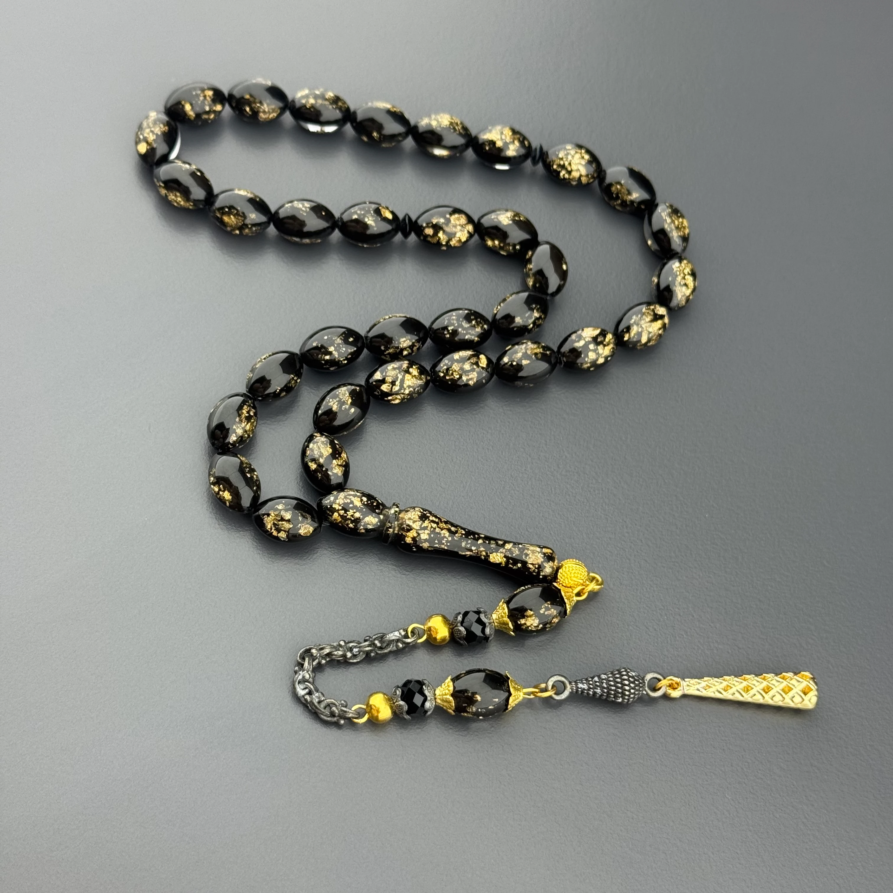 Özel Aynalı Kutusunda Sertifikalı Arpa Kesim Golden Rosary Tesbih