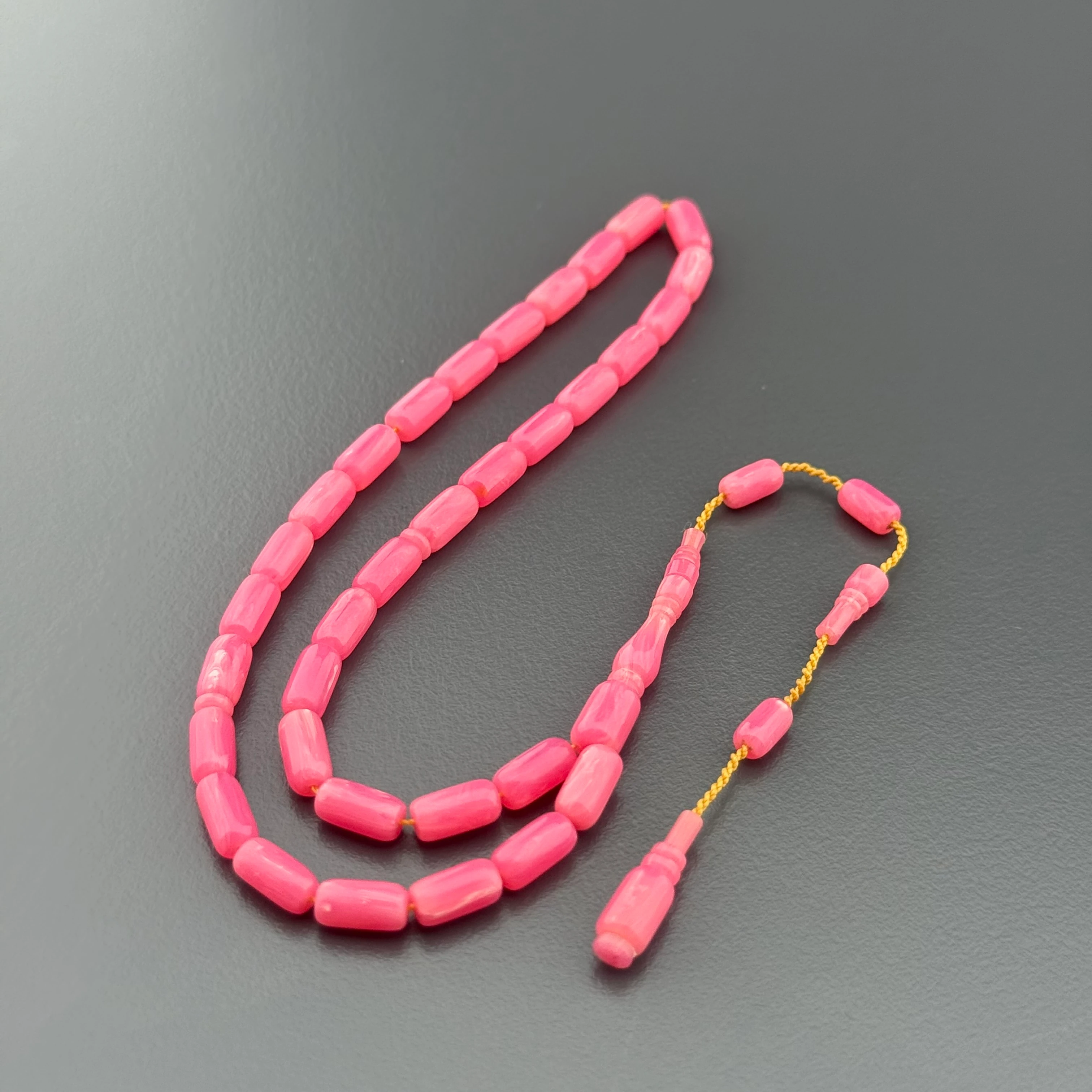 Özel Usta İşçilikli Bilek Boy Pembe Kapsül Kesim Sistemli Eski Alman Istaka Obje Tesbih