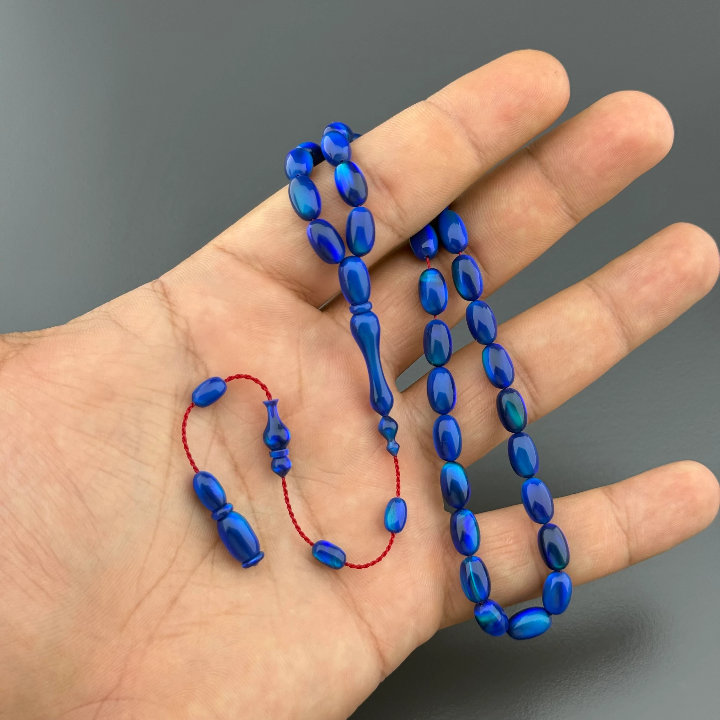 Usta İşçilikli Lacivert Beyzi Kesim Doğal Dokulu Orjinal Opal Tesbih