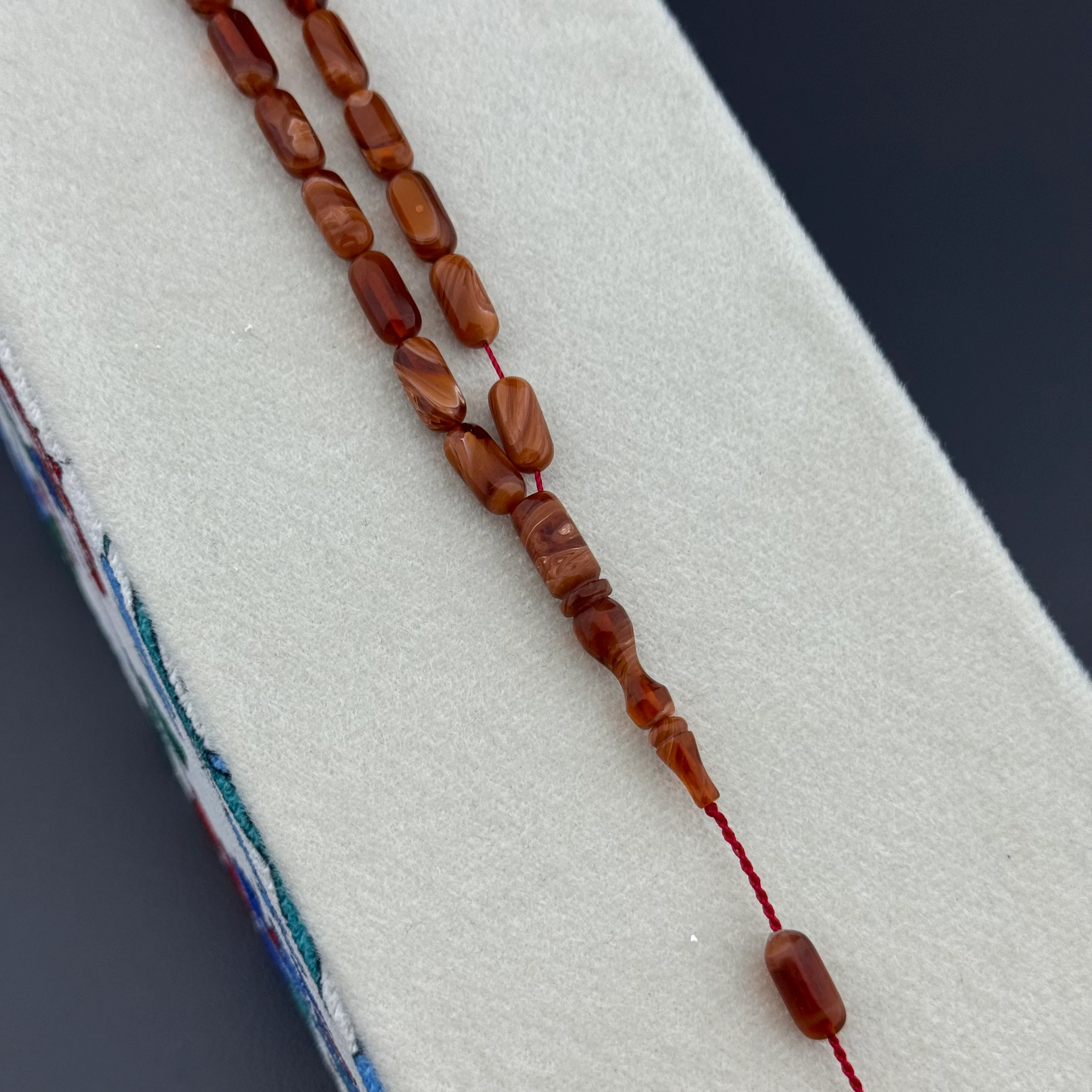 Halil Demirkol Usta İşçilikli Sütlü Kahve Renk Süzmeli Sıkma Kehribar Tesbih