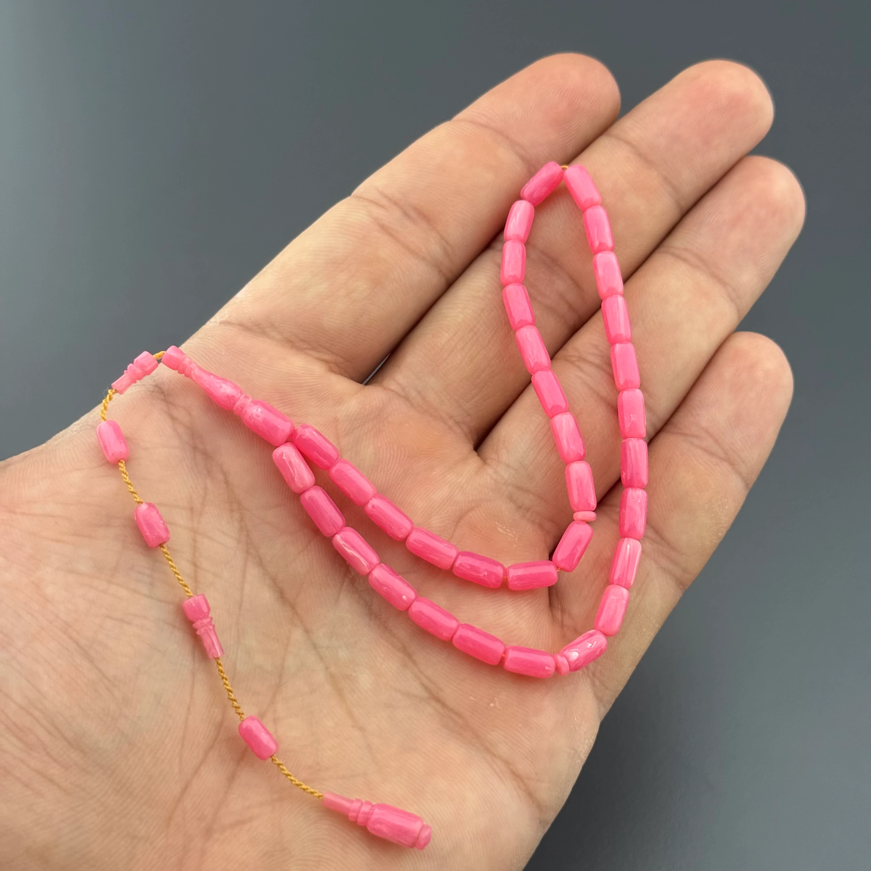 Özel Usta İşçilikli Bilek Boy Pembe Kapsül Kesim Sistemli Eski Alman Istaka Obje Tesbih