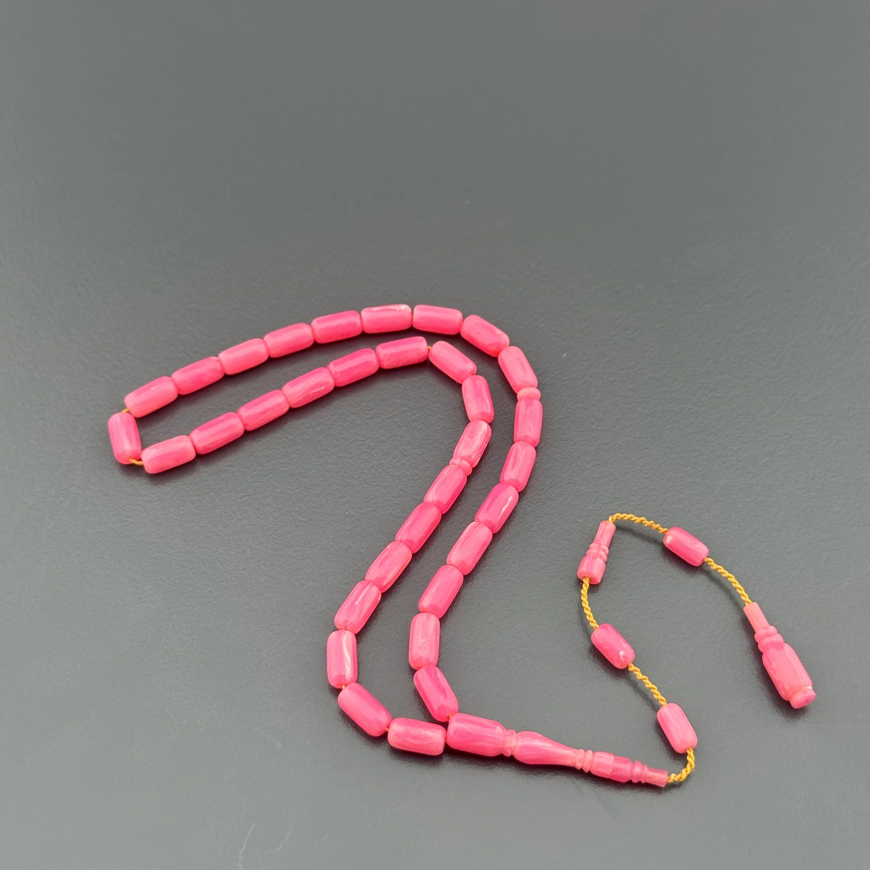 Özel Usta İşçilikli Bilek Boy Pembe Kapsül Kesim Sistemli Eski Alman Istaka Obje Tesbih