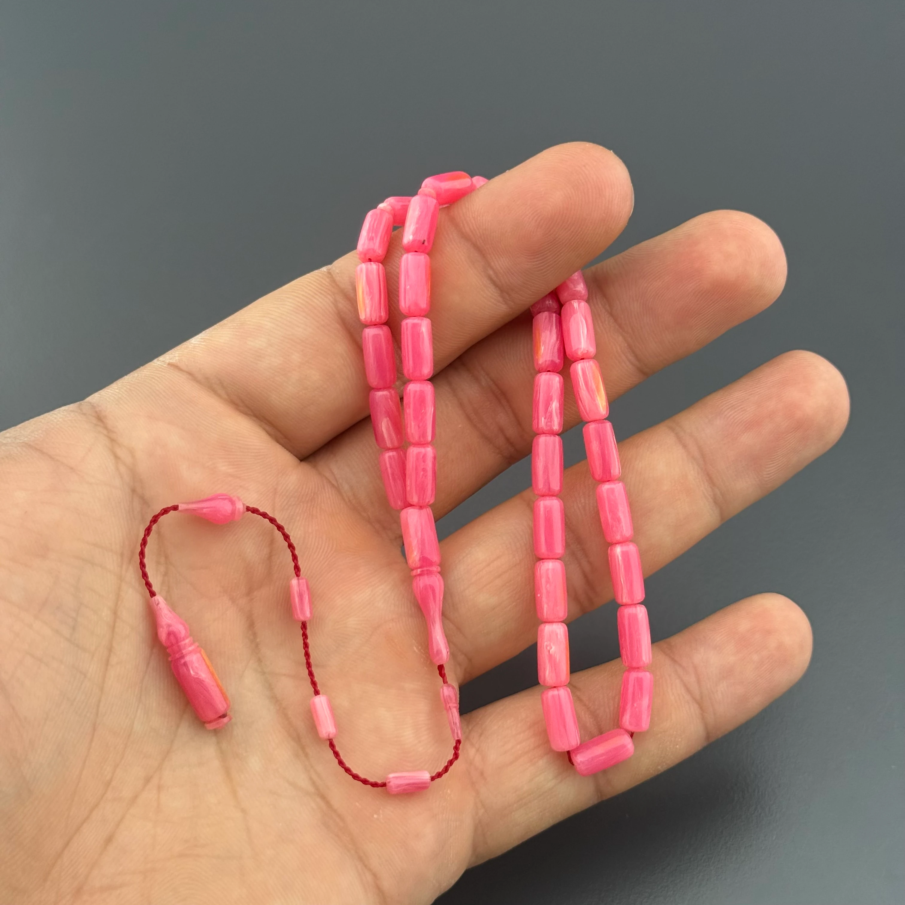 Özel Usta İşçilikli Pembe Kapsül Kesim Sistemli Eski Alman Istaka Obje Tesbih